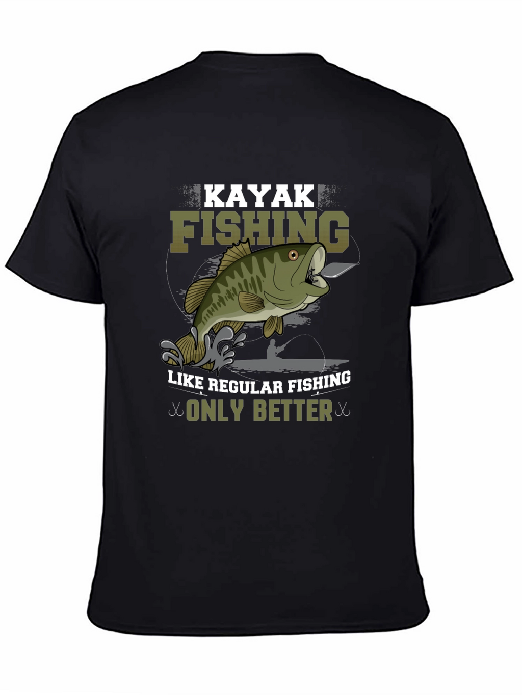 Kayak Fishing Graphic Tee - Only Better Black T-Shirt