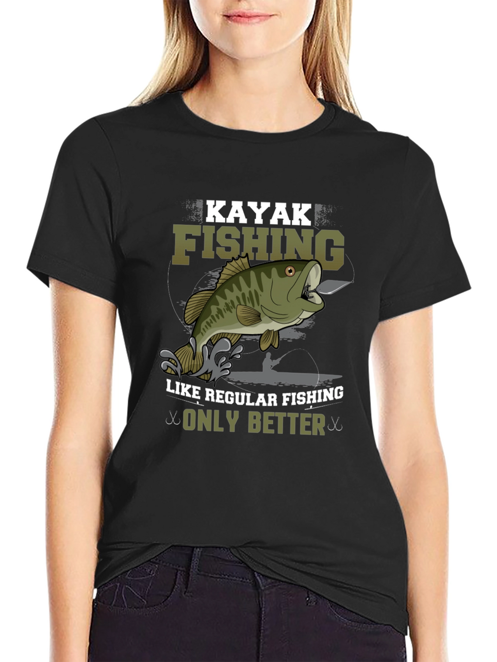 Kayak Fishing Graphic Tee - Only Better Black T-Shirt