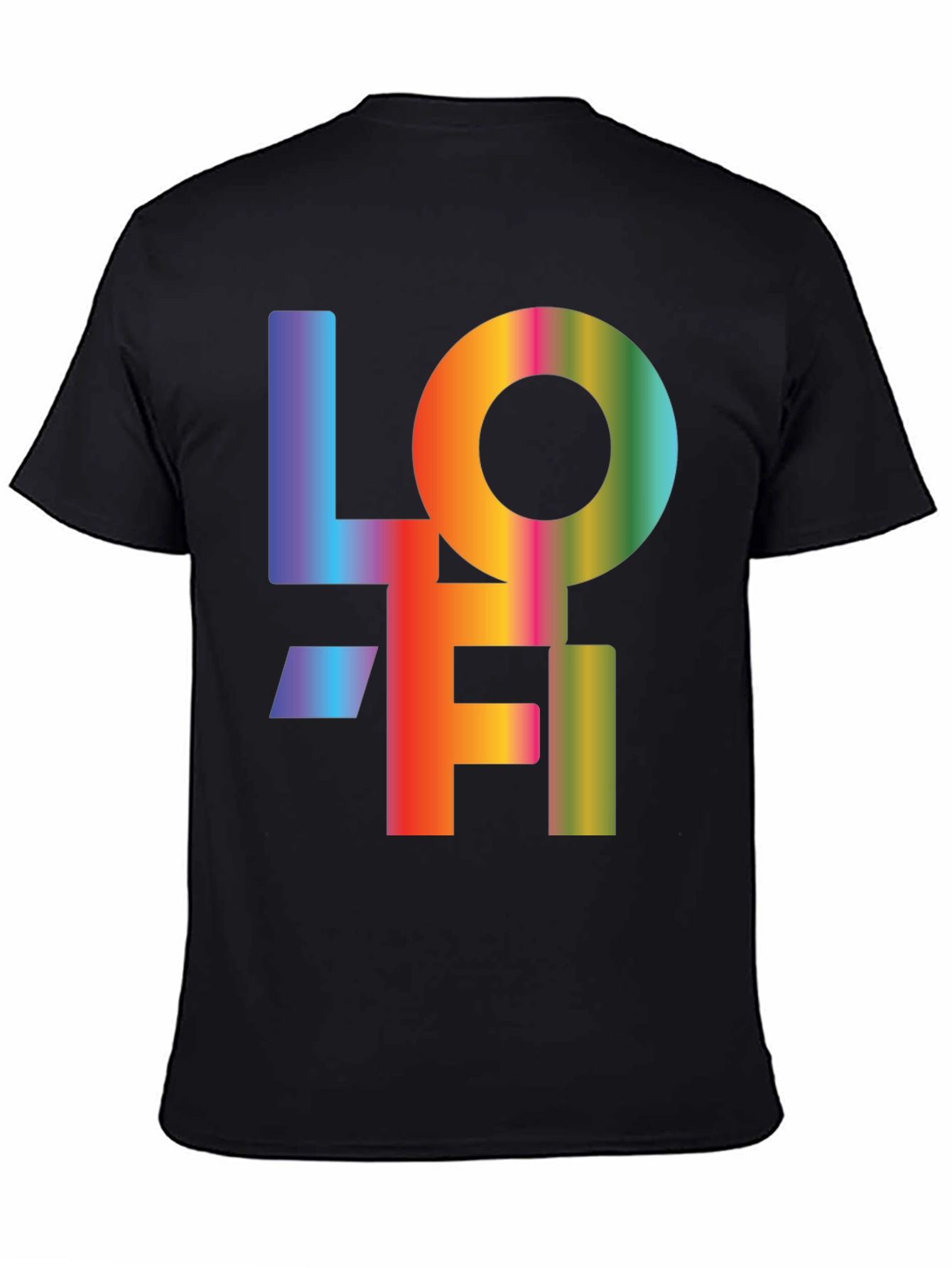 LOFI Rainbow Graphic T-Shirt - Casual Black Tee