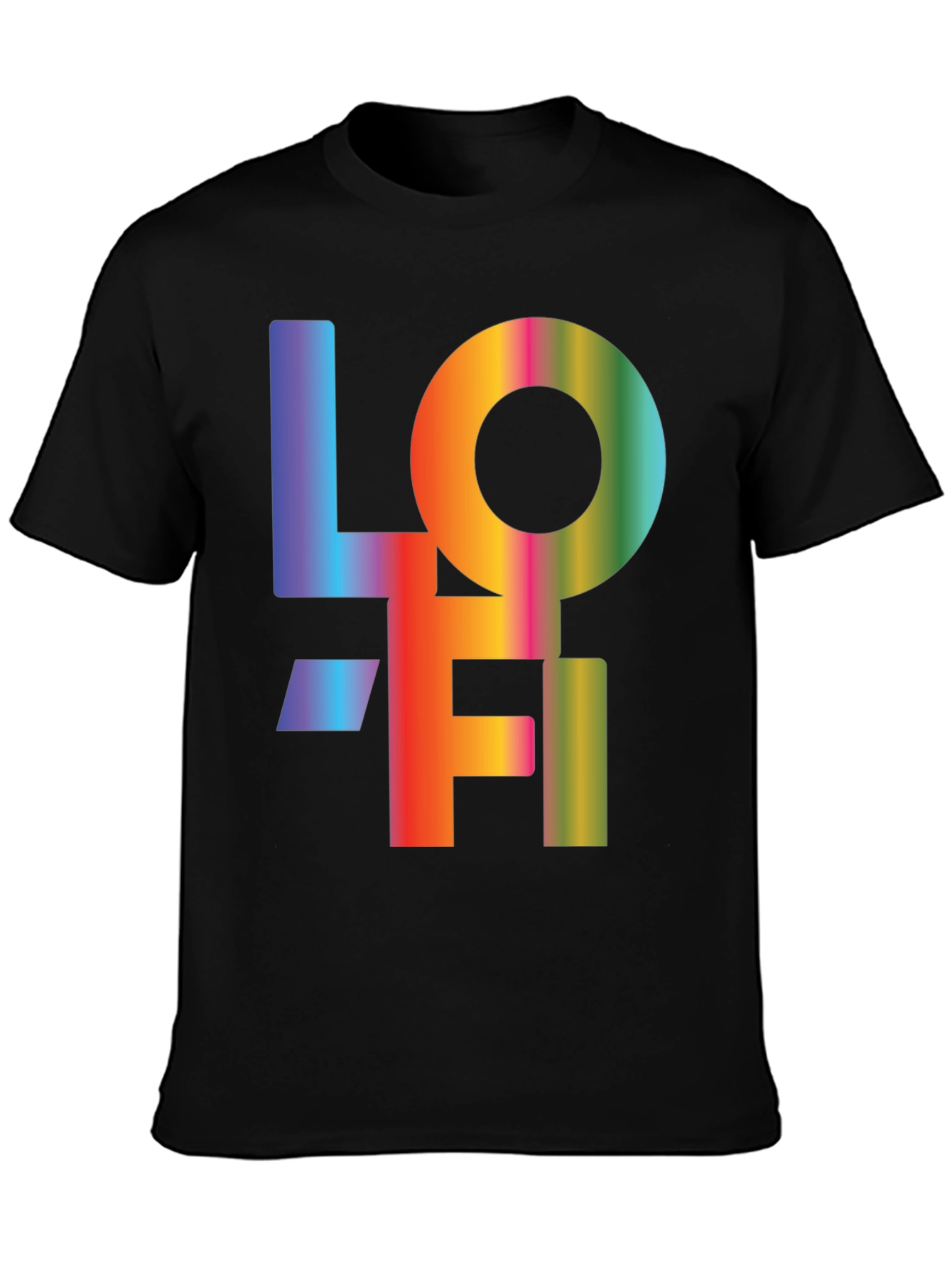 LOFI Rainbow Graphic T-Shirt - Casual Black Tee