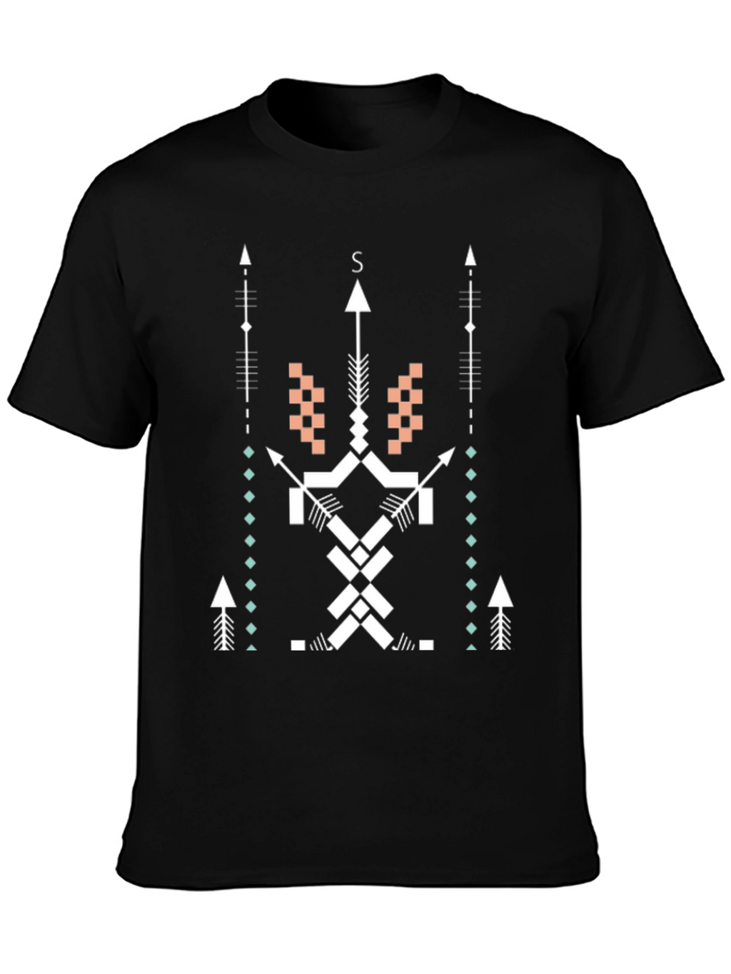 Geometric Arrow Design Black T-Shirt