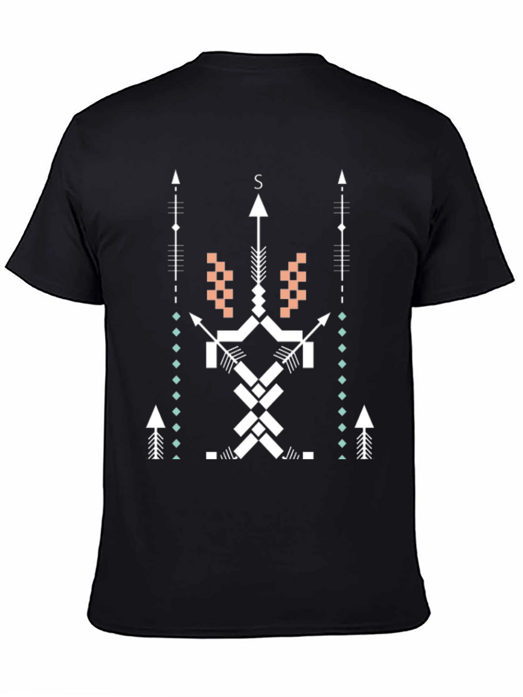 Geometric Arrow Design Black T-Shirt