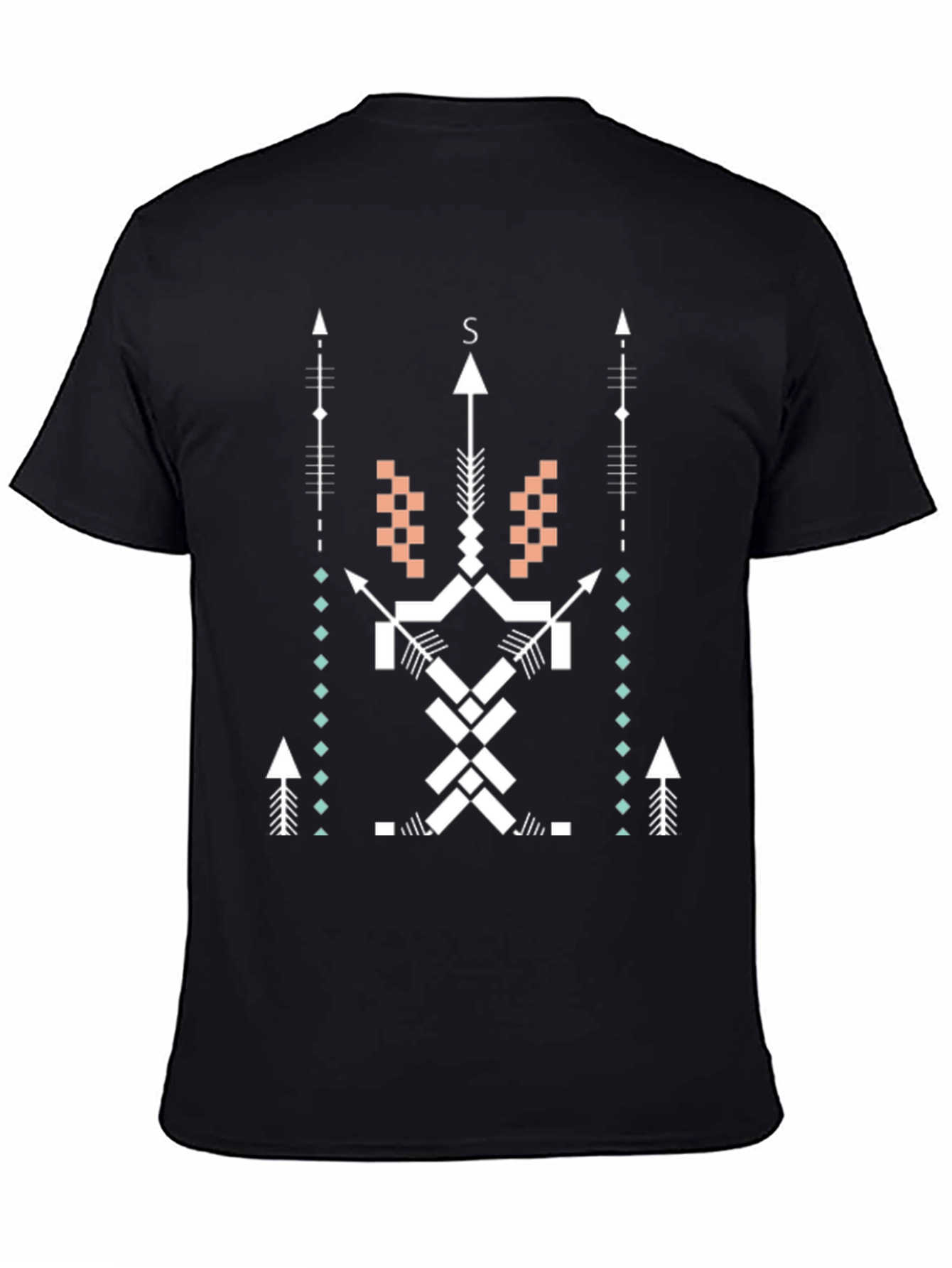 Geometric Arrow Design Black T-Shirt