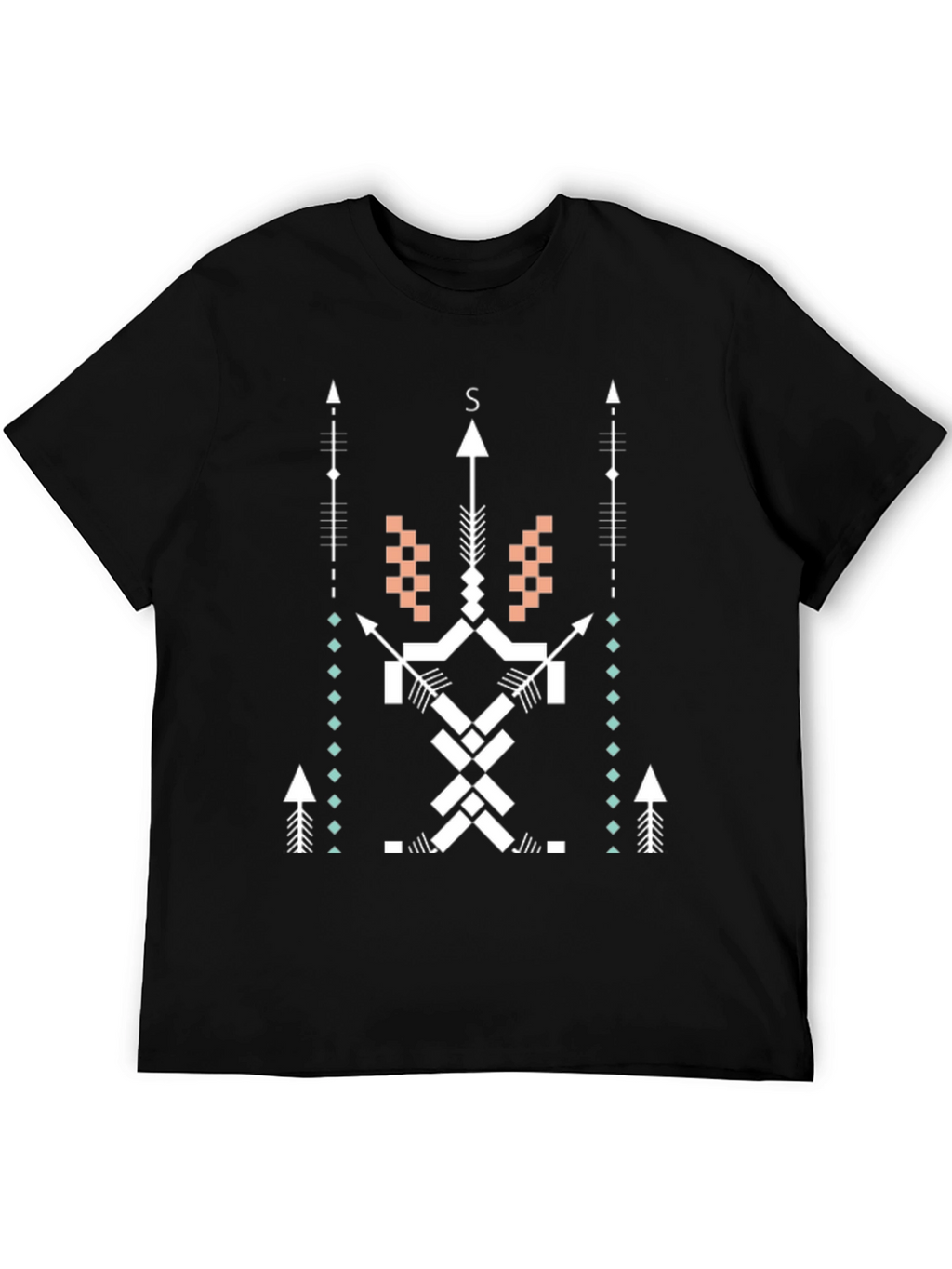 Geometric Arrow Design Black T-Shirt