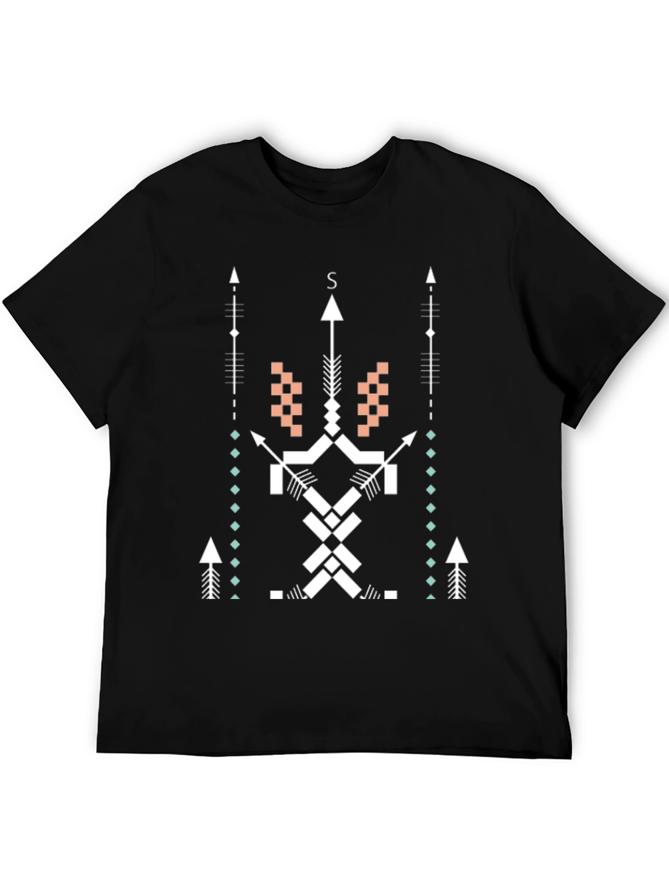 Geometric Arrow Design Black T-Shirt