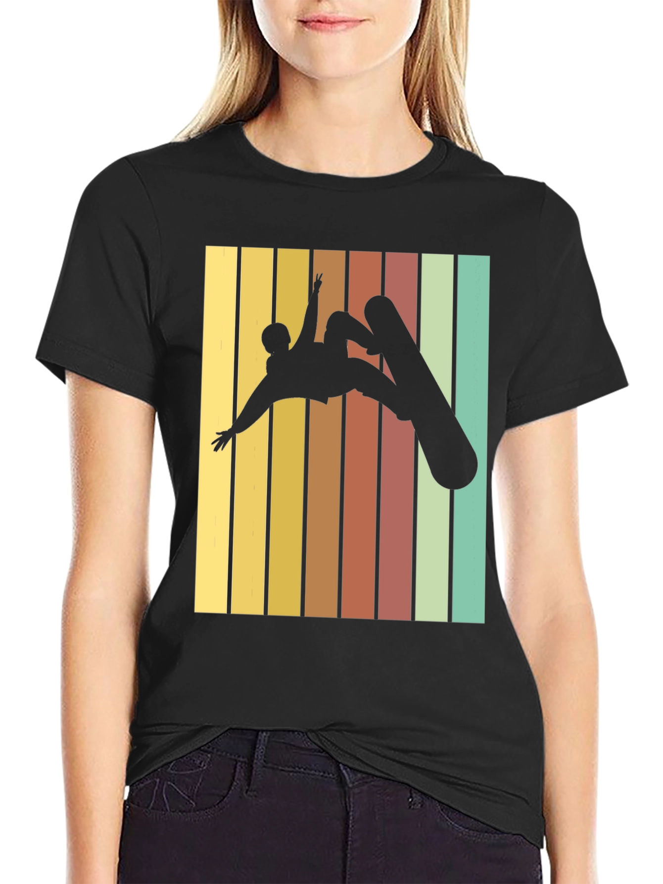 Retro Snowboarder Graphic Tee - Black