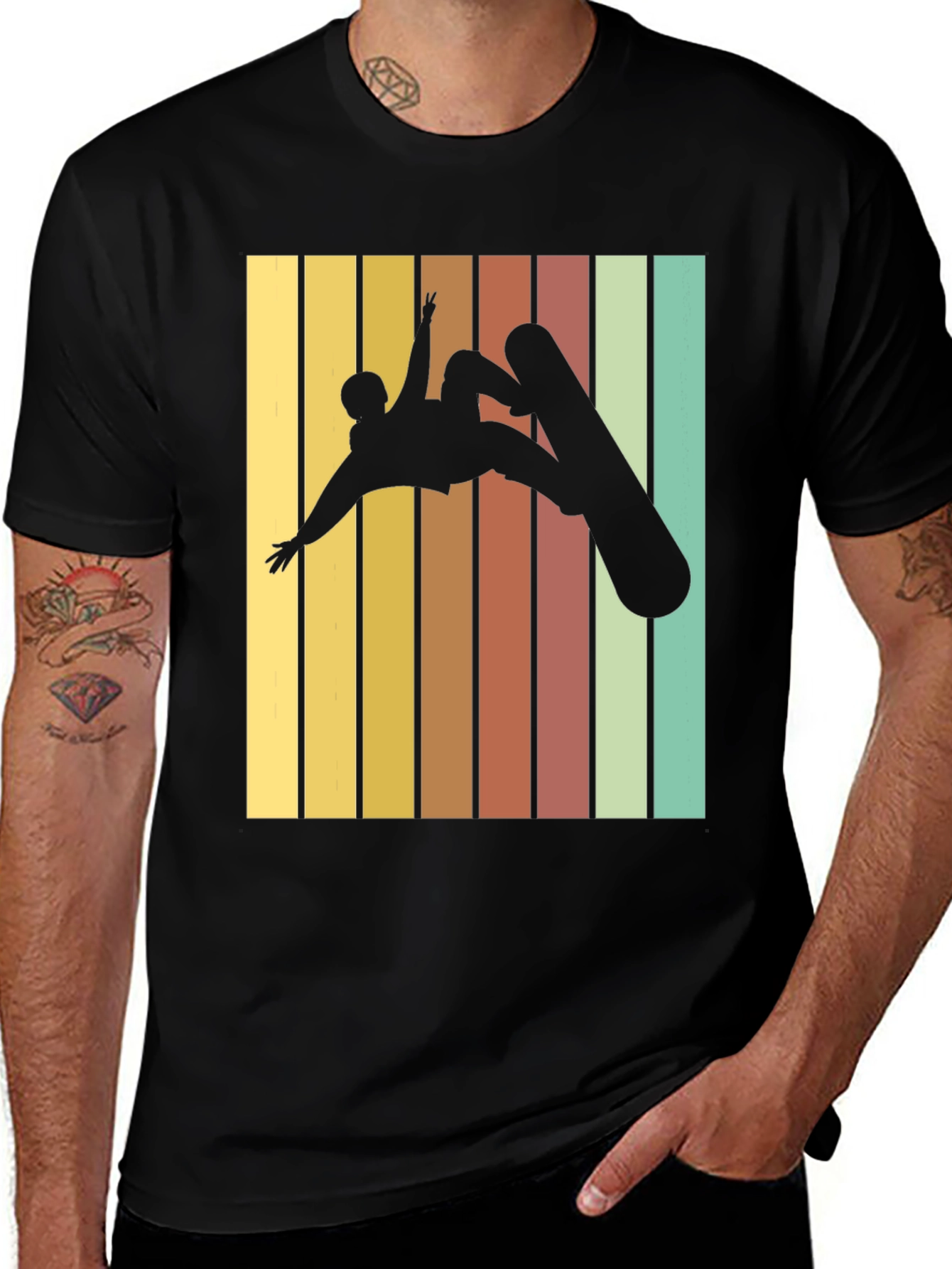 Retro Snowboarder Graphic Tee - Black