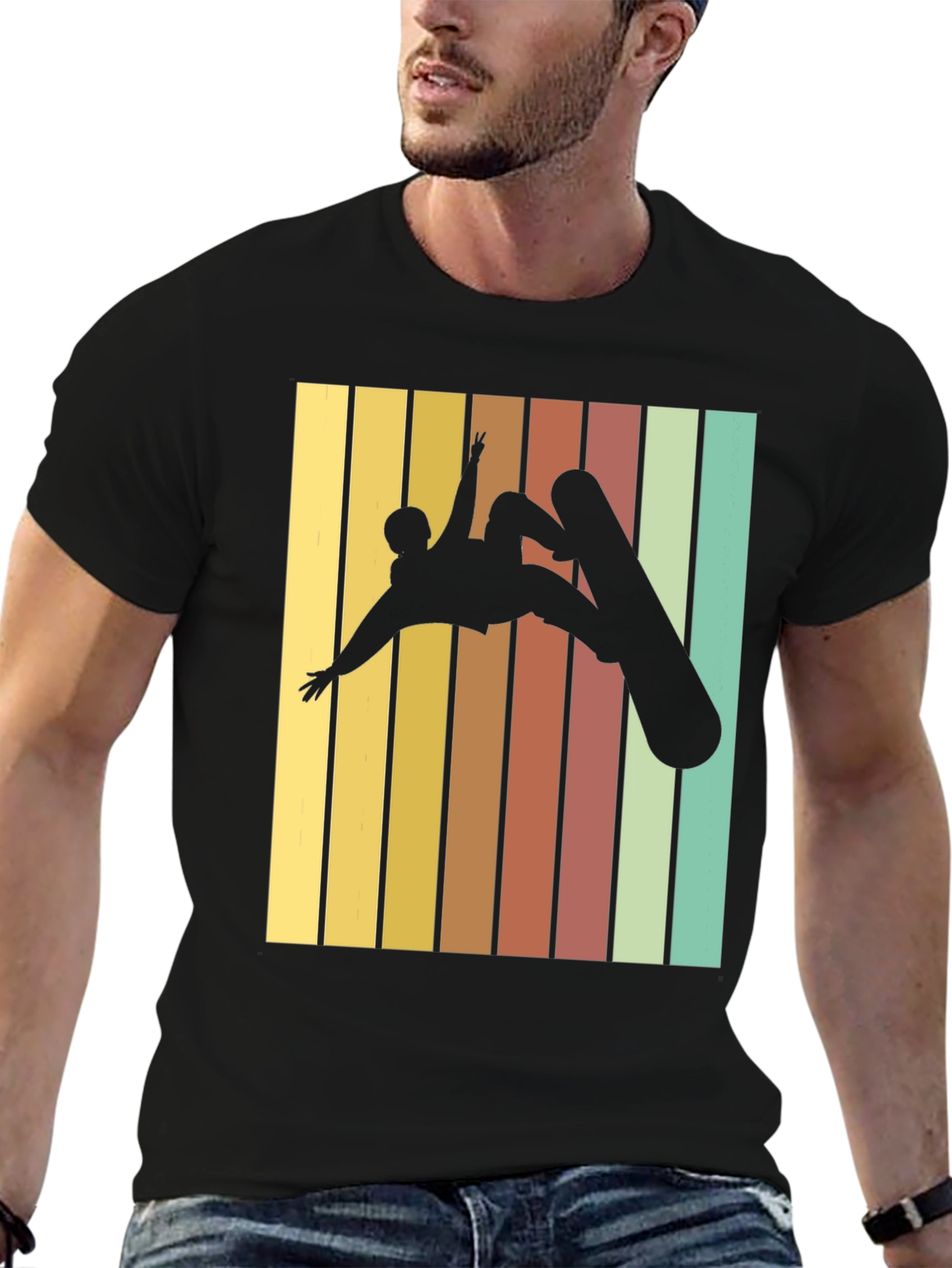 Retro Snowboarder Graphic Tee - Black