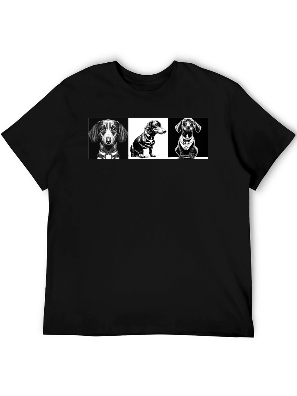 Dachshund Graphic Print T-Shirt - Black