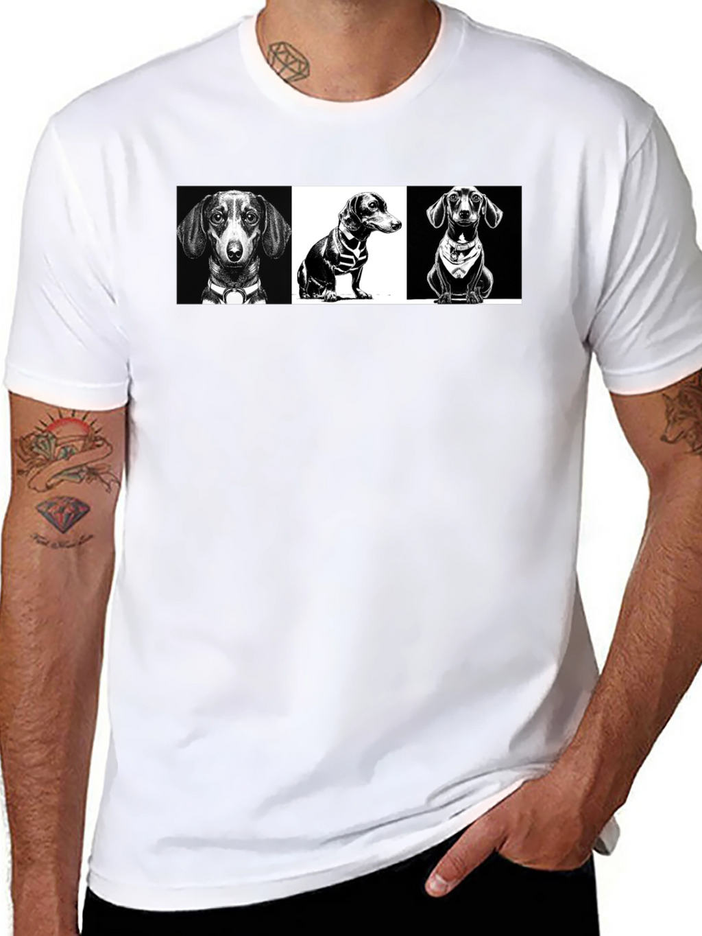 Dachshund Graphic Print T-Shirt - Black