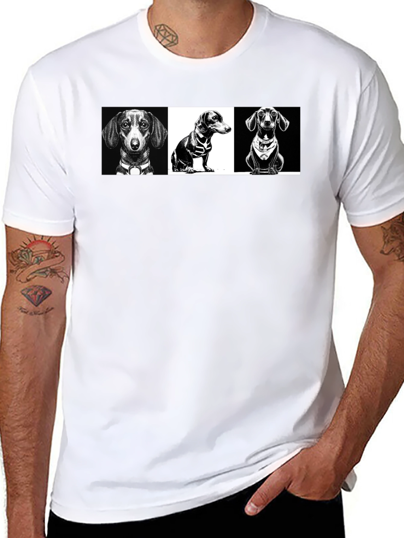 Dachshund Graphic Print T-Shirt - Black
