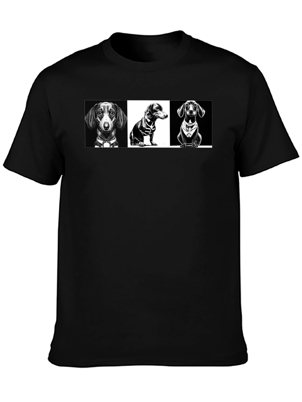 Dachshund Graphic Print T-Shirt - Black