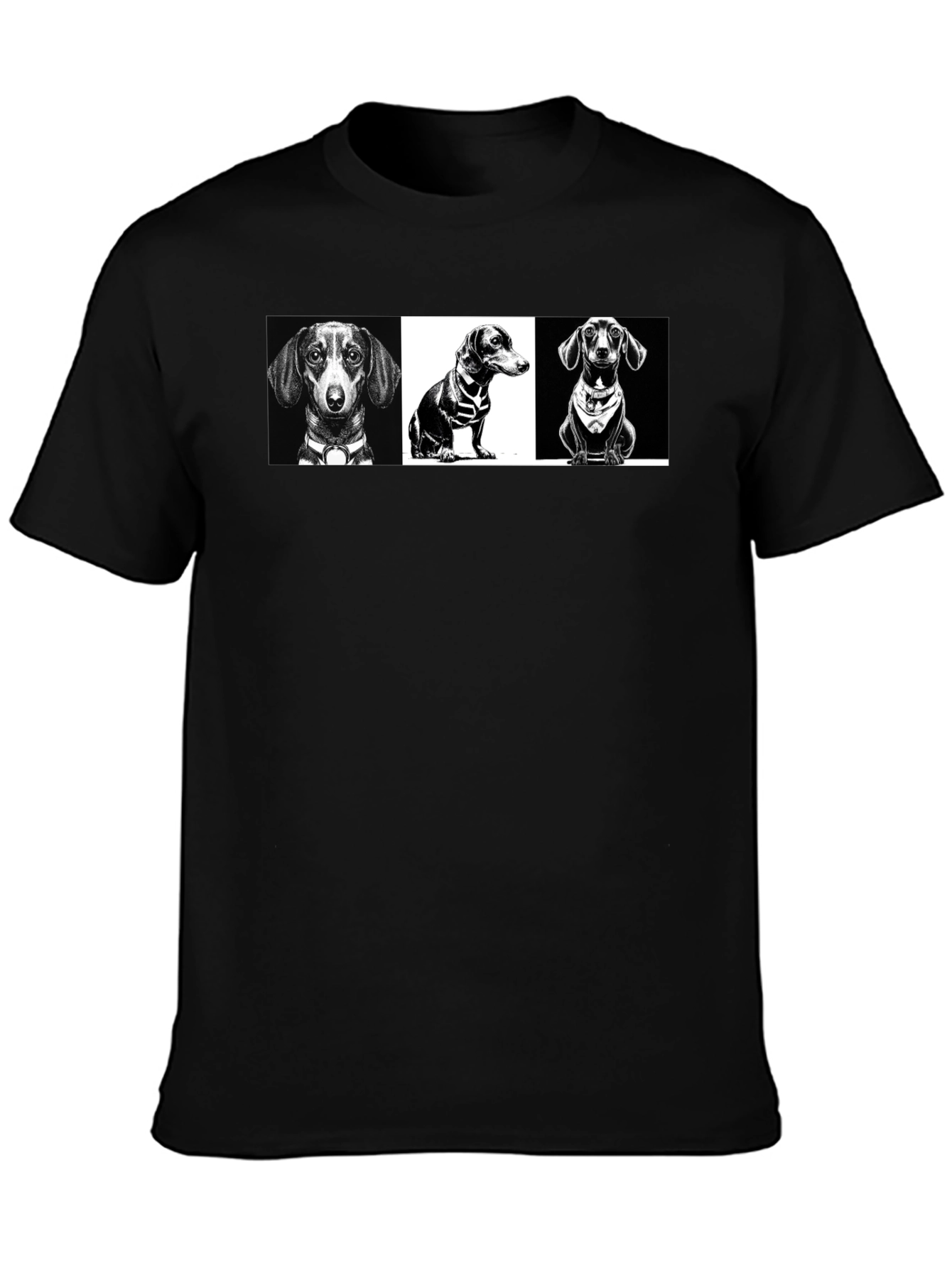 Dachshund Graphic Print T-Shirt - Black