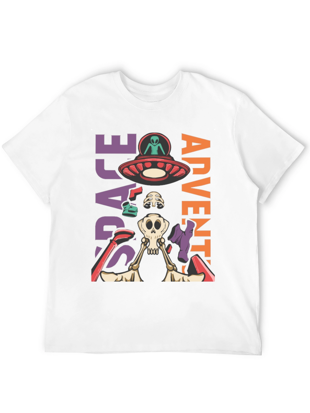 Space Adventure Skeleton Graphic T-Shirt