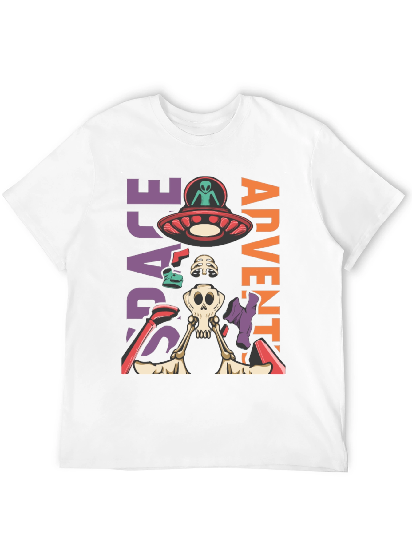 Space Adventure Skeleton Graphic T-Shirt