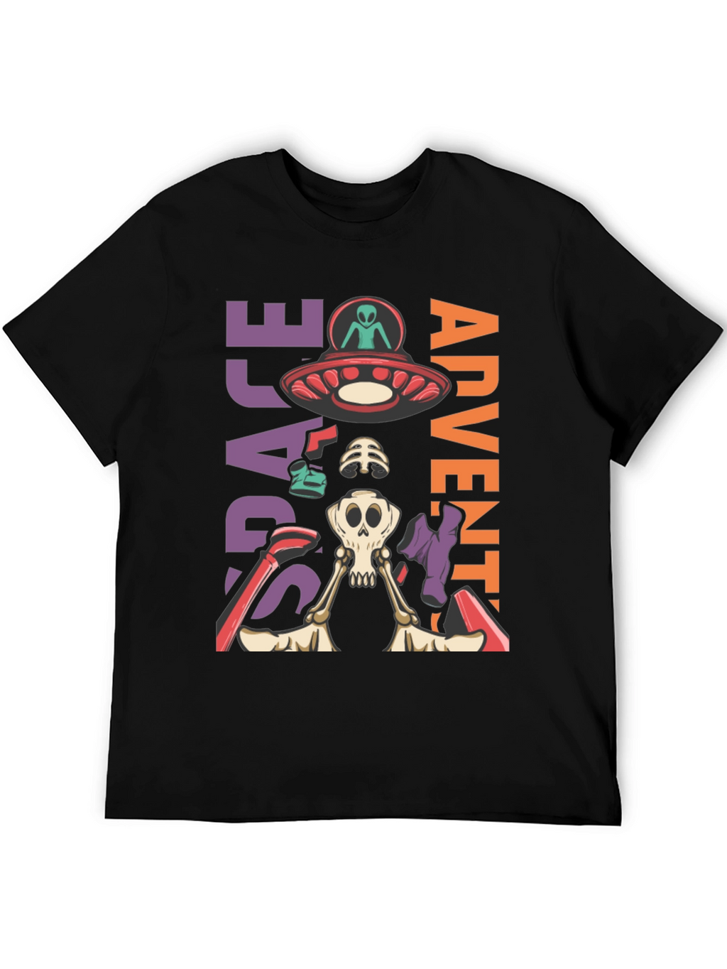 Space Adventure Skeleton Graphic T-Shirt
