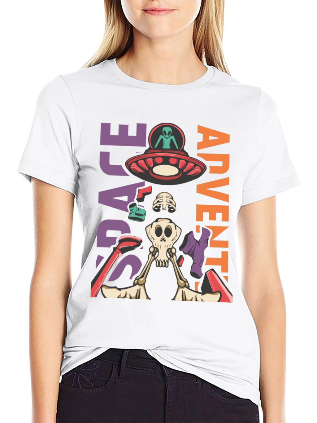 Space Adventure Skeleton Graphic T-Shirt