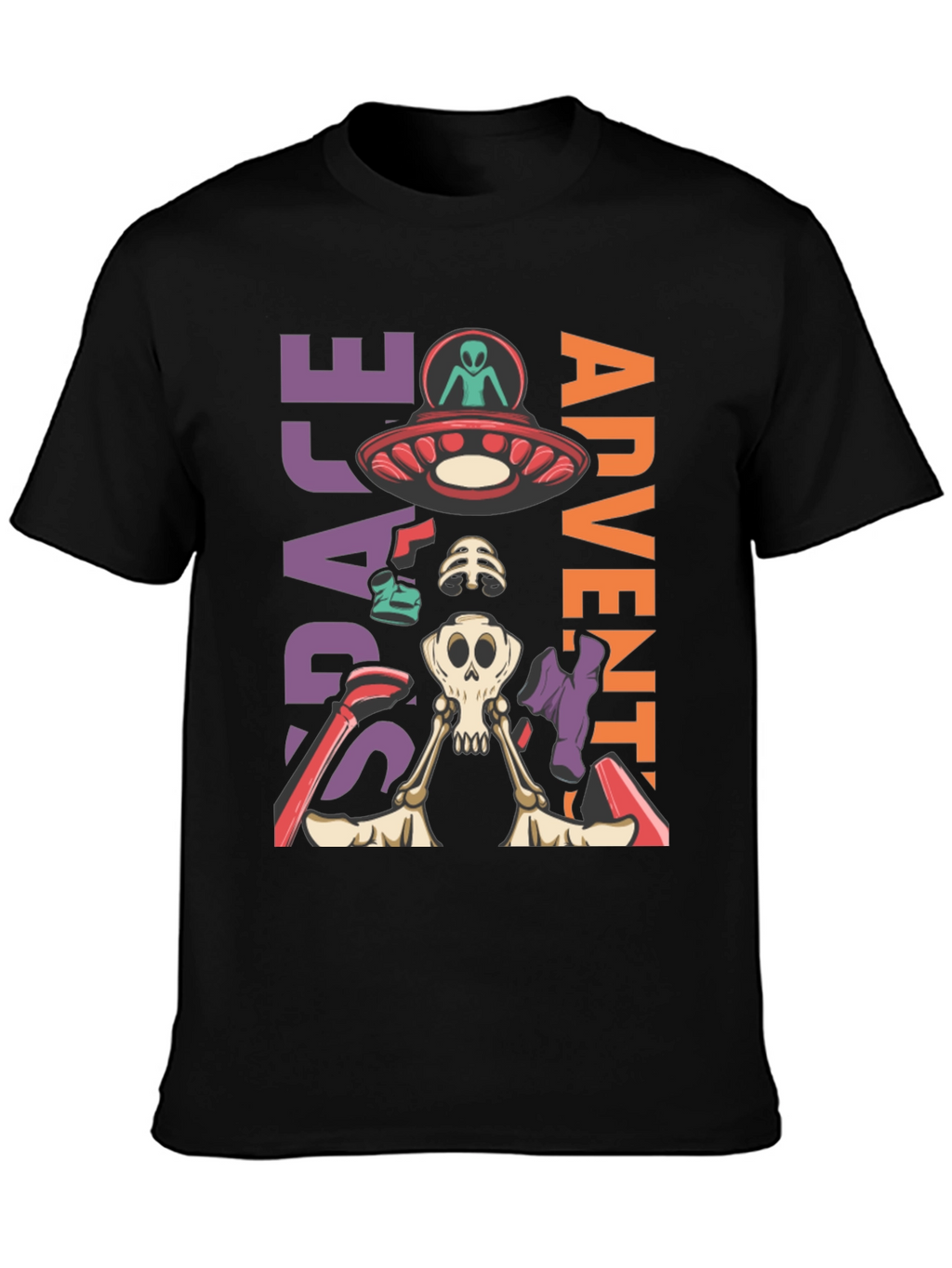Space Adventure Skeleton Graphic T-Shirt