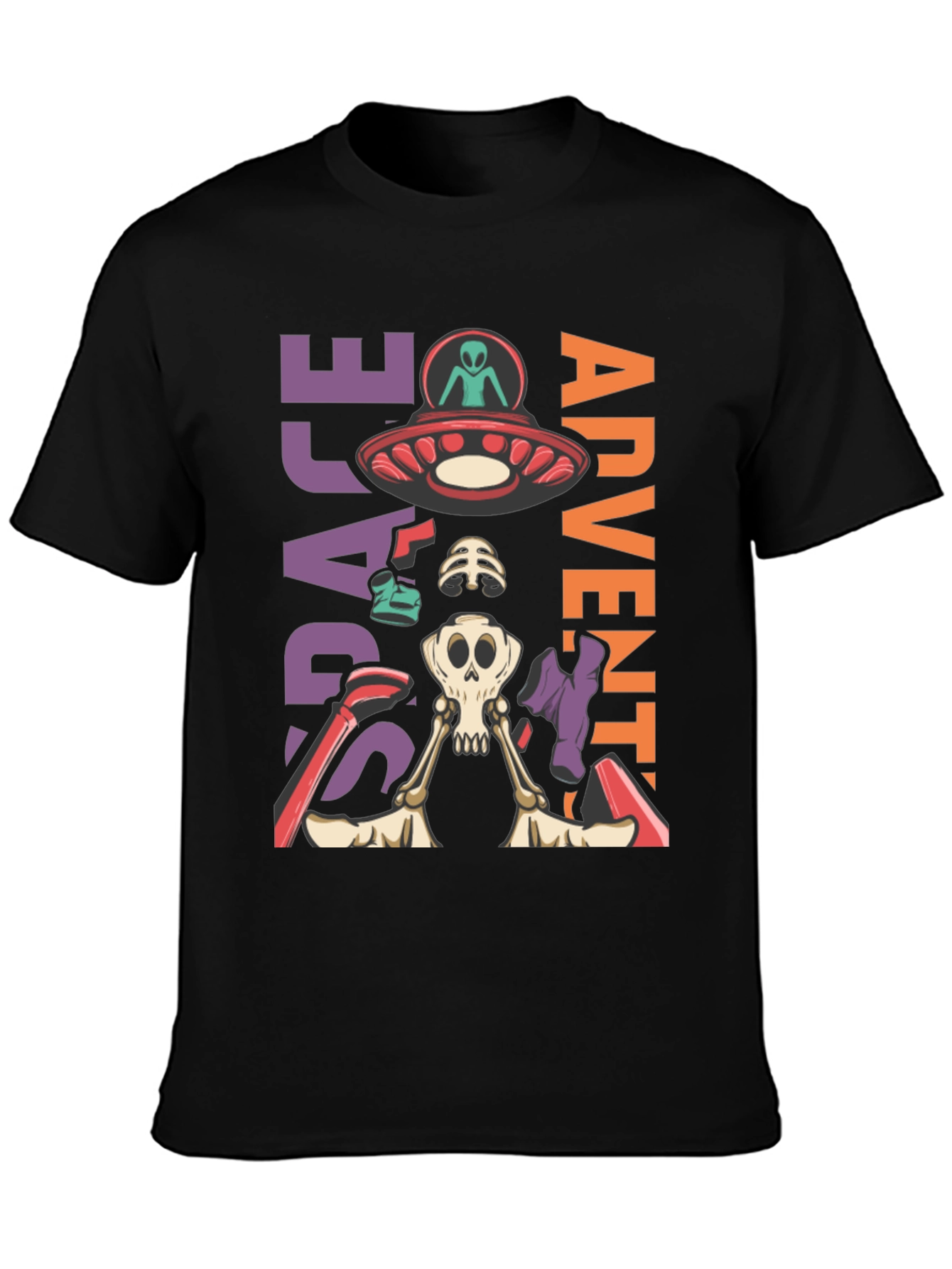 Space Adventure Skeleton Graphic T-Shirt
