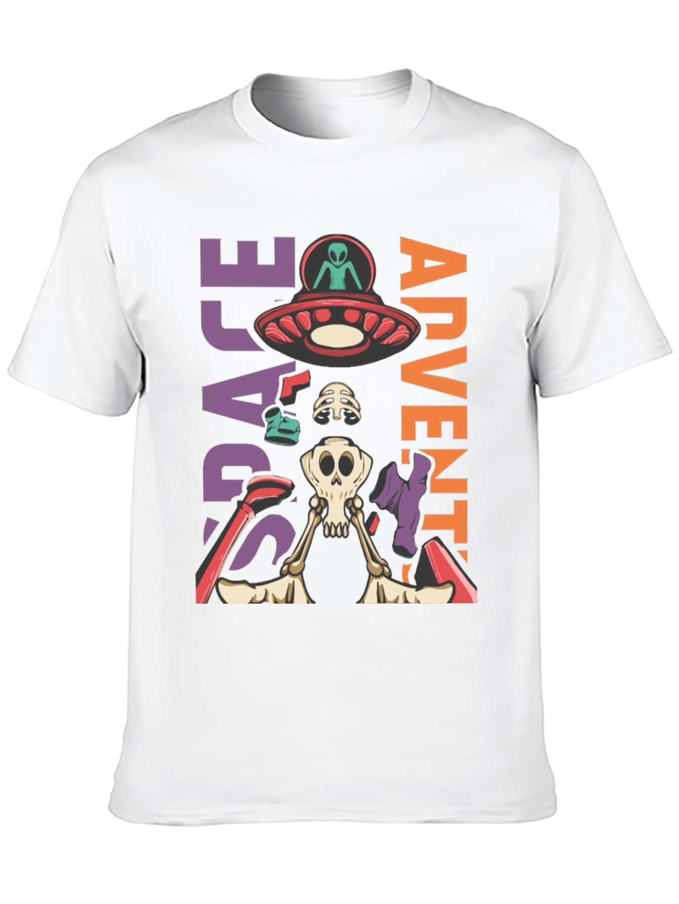 Space Adventure Skeleton Graphic T-Shirt