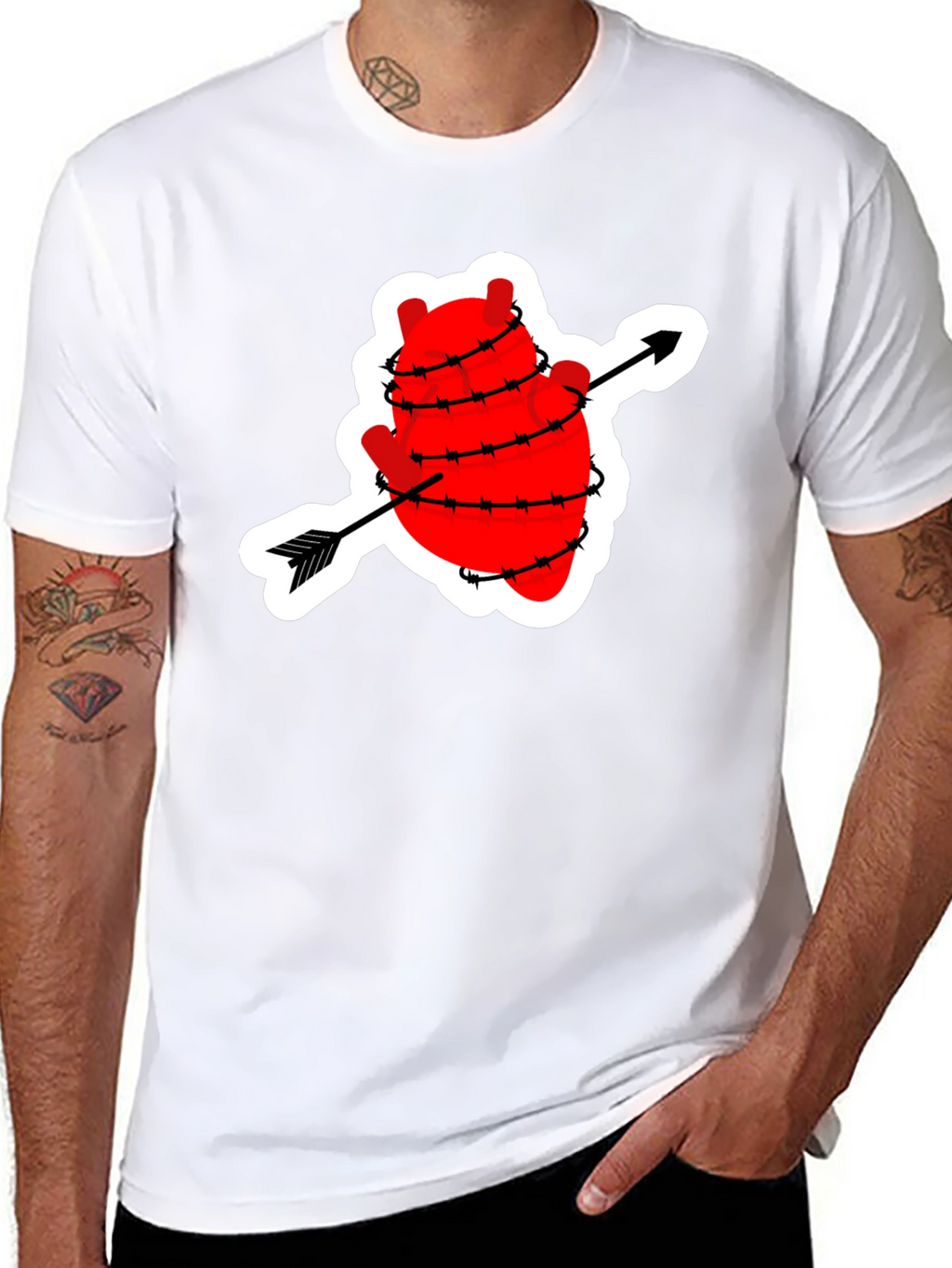 Heart with Arrow Barbed Wire Graphic T-Shirt