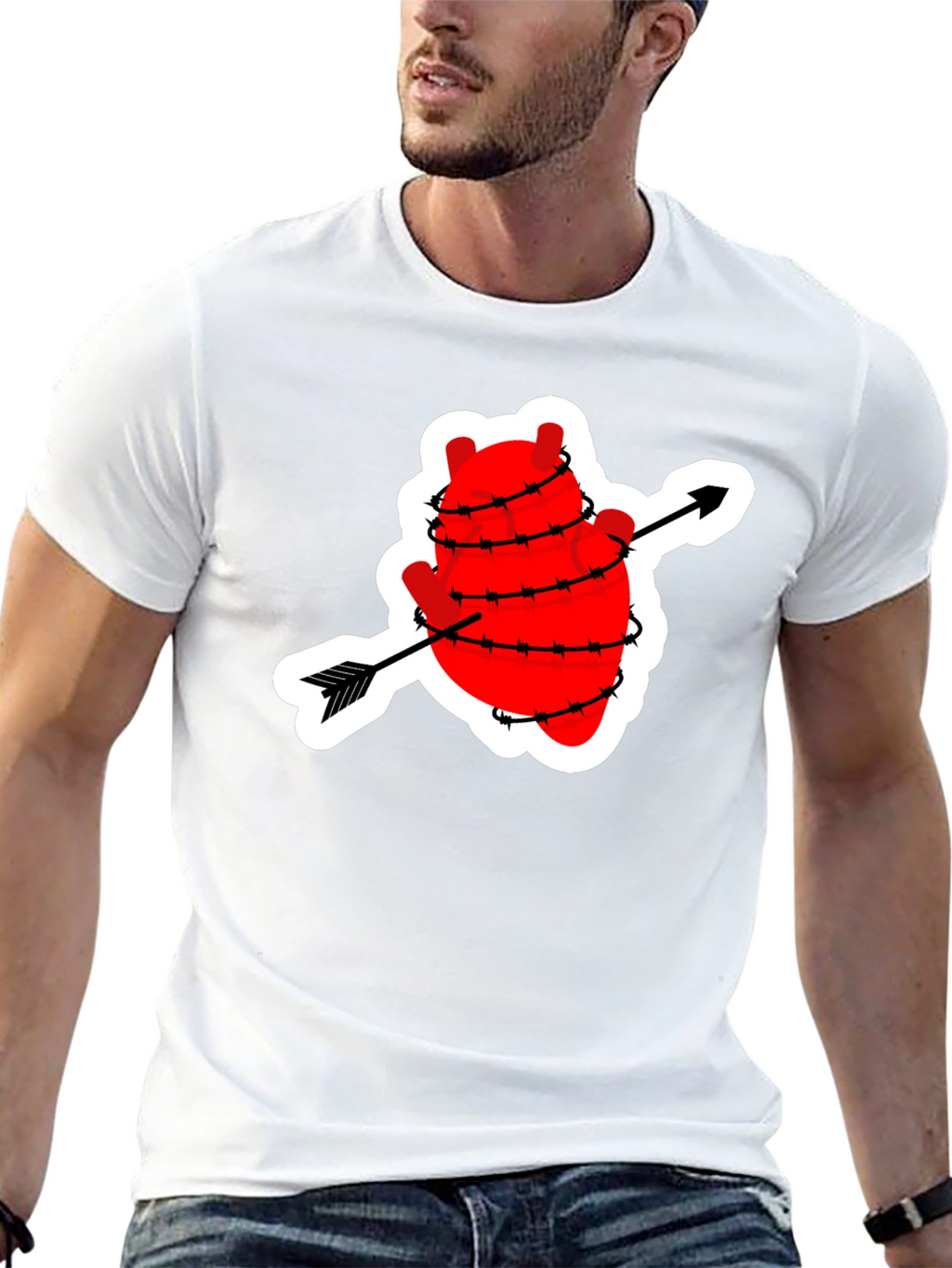 Heart with Arrow Barbed Wire Graphic T-Shirt