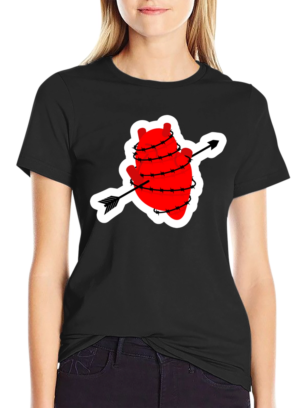 Heart with Arrow Barbed Wire Graphic T-Shirt