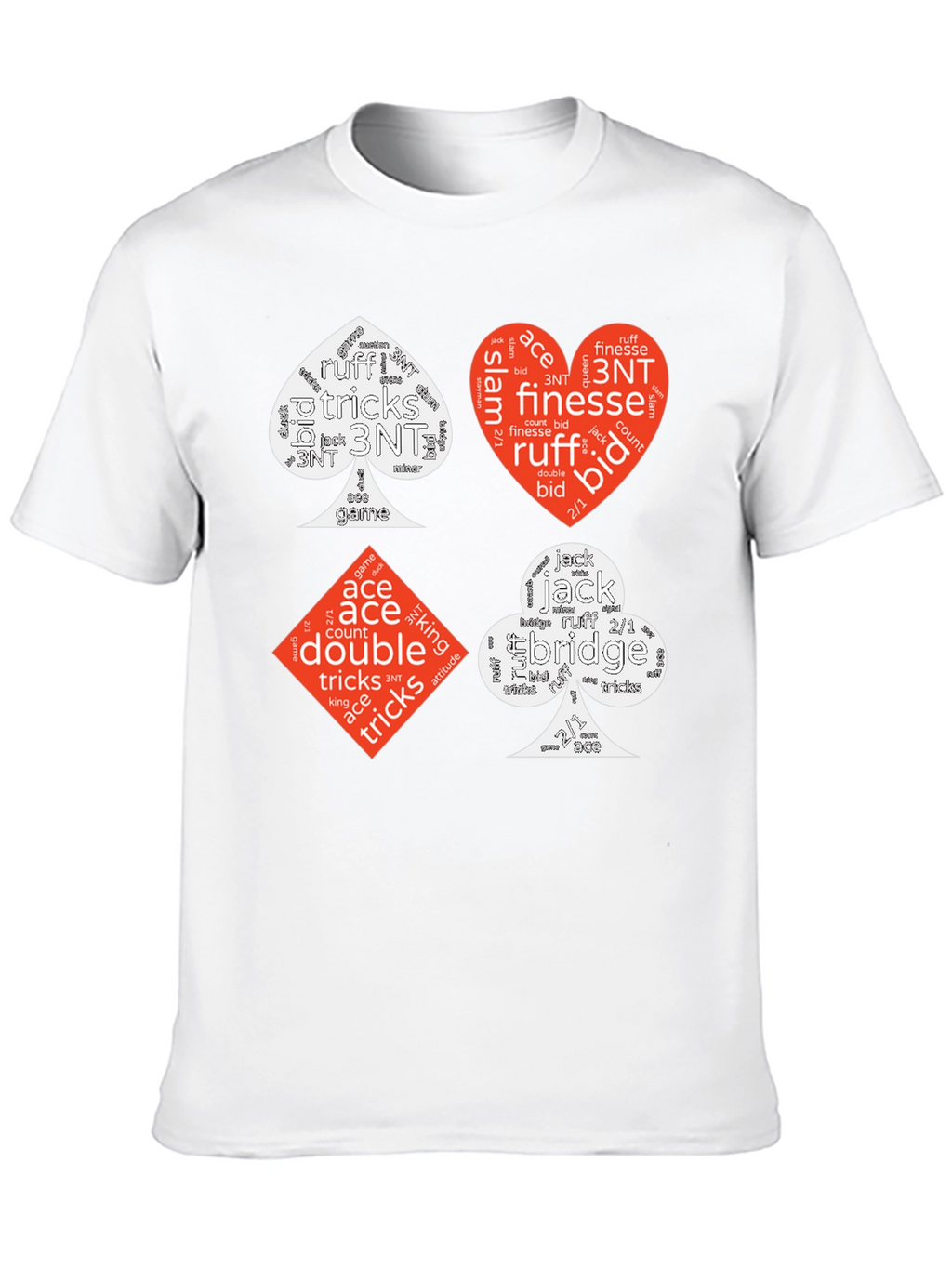 Bridge Card Suits Word Art Graphic T-Shirt