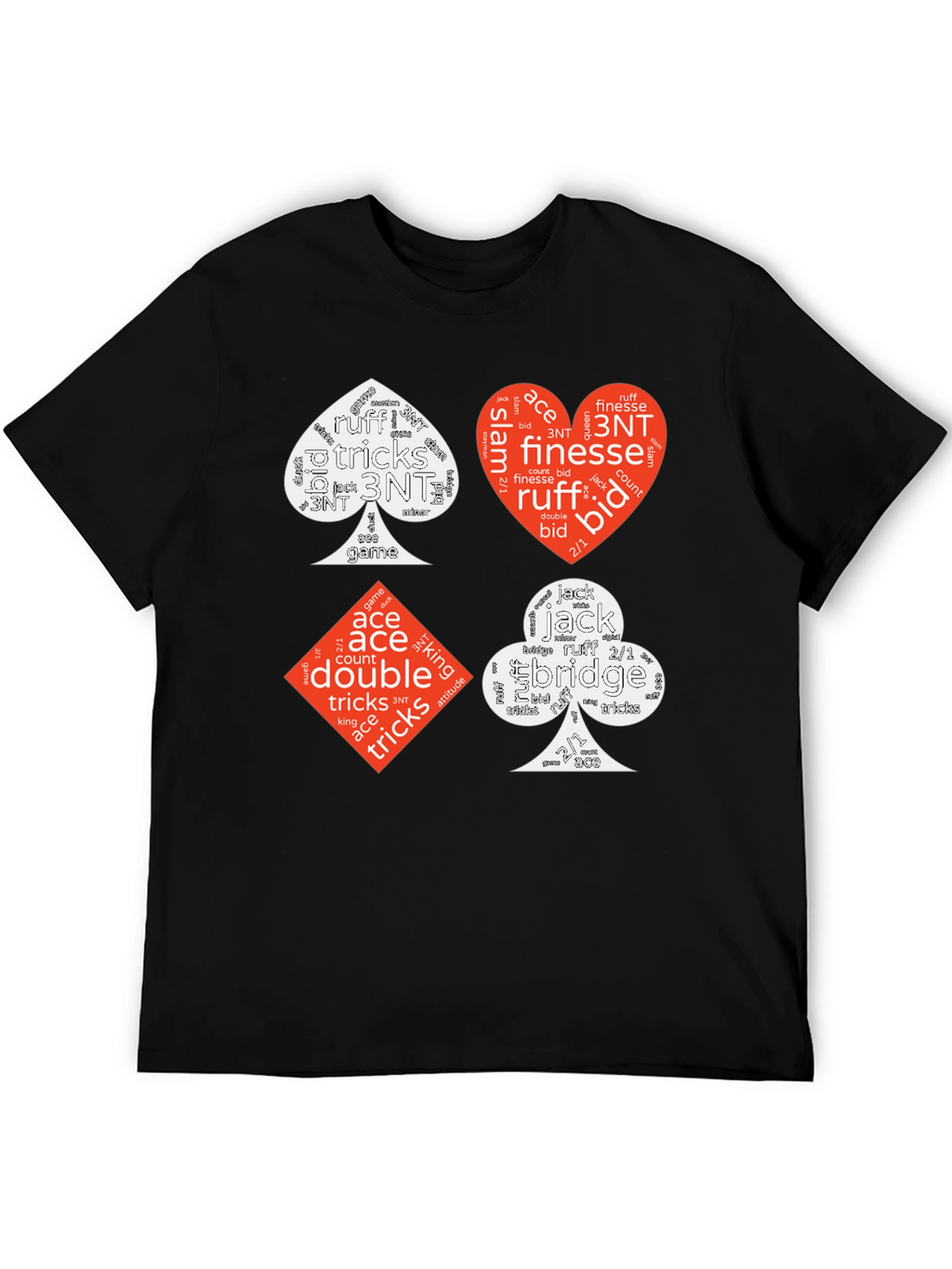 Bridge Card Suits Word Art Graphic T-Shirt