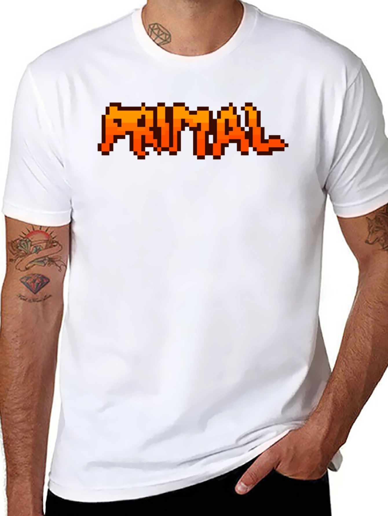 Primal Pixel T-Shirt - Retro Gaming Style