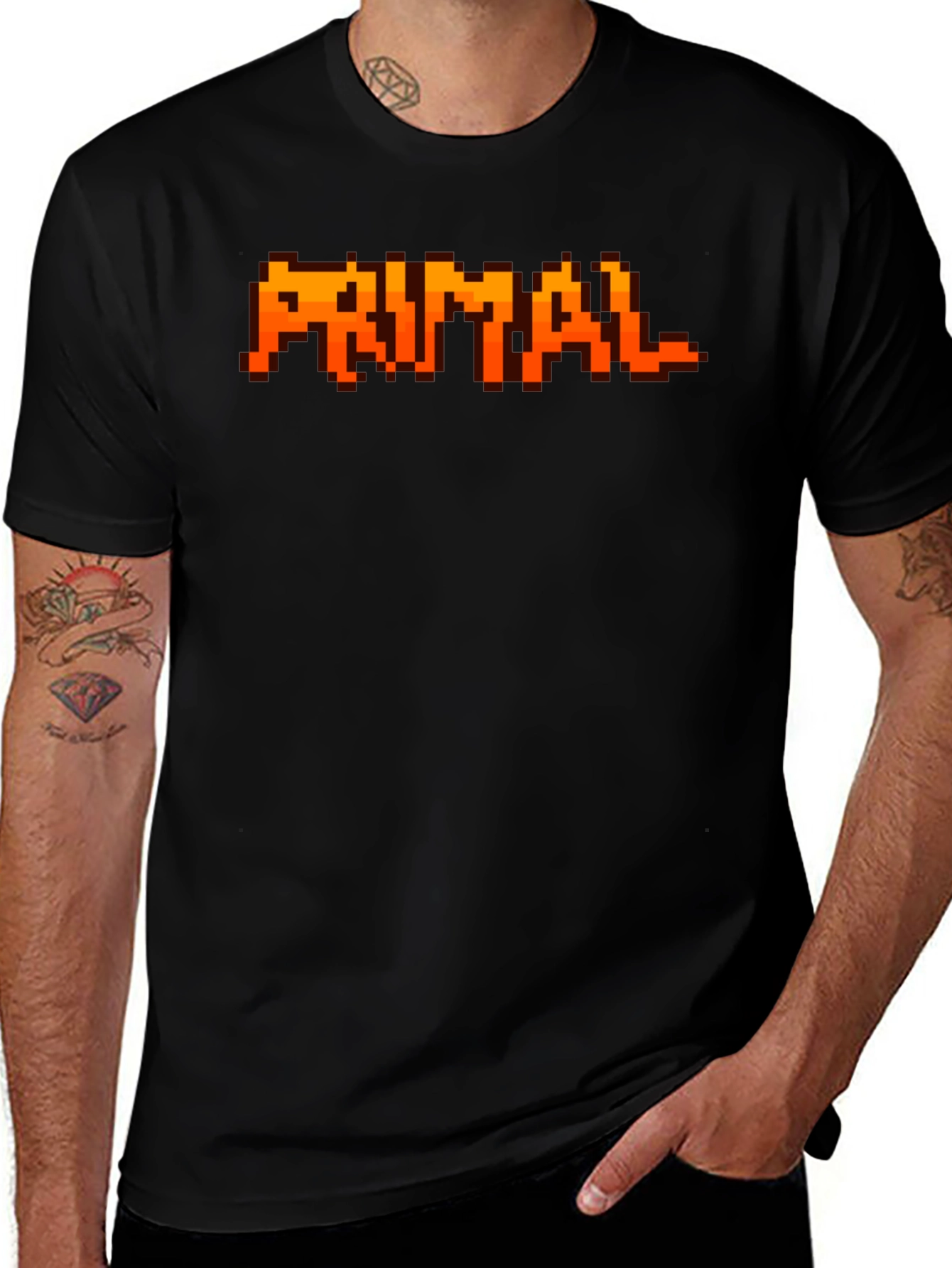 Primal Pixel T-Shirt - Retro Gaming Style