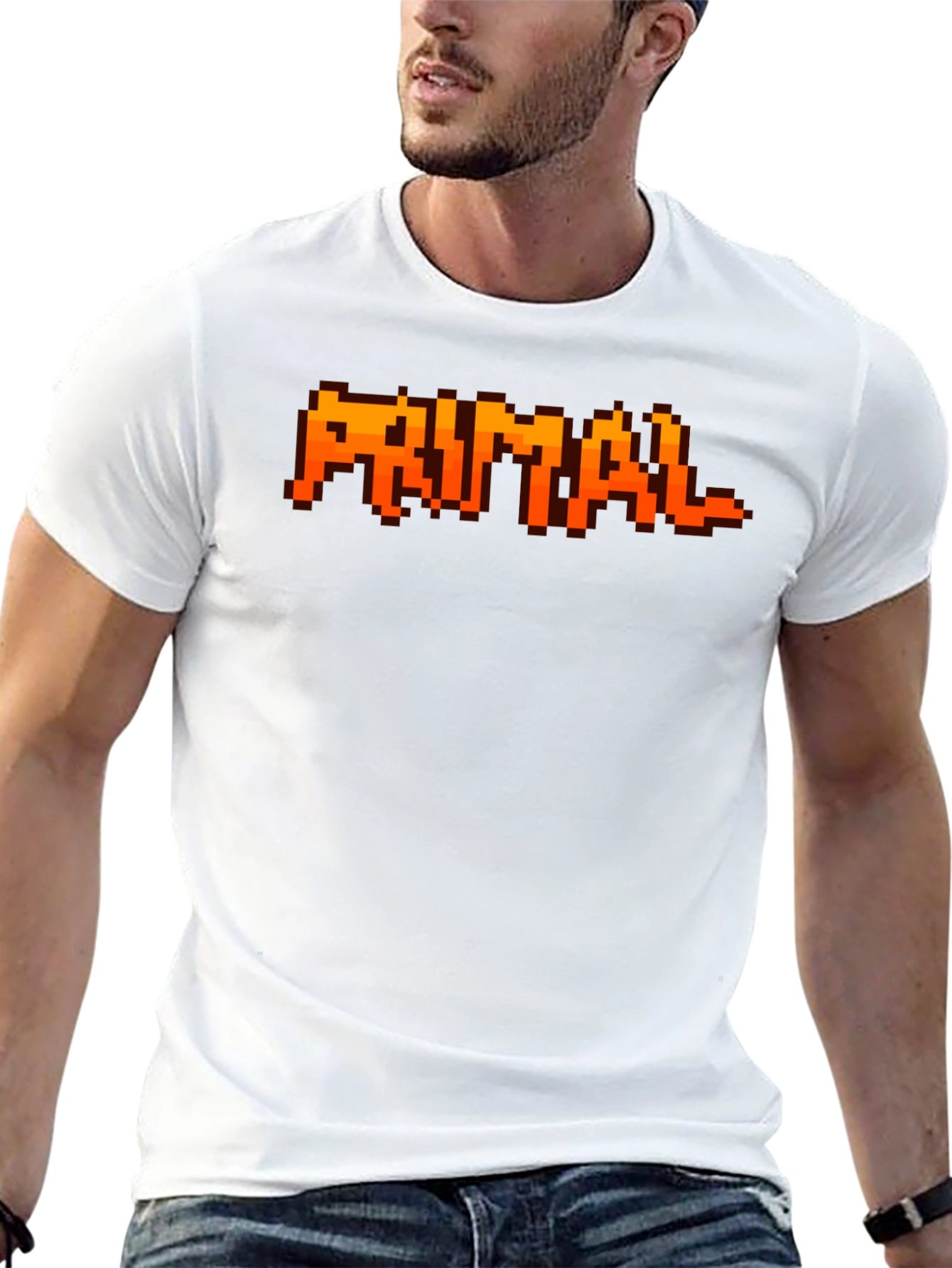 Primal Pixel T-Shirt - Retro Gaming Style