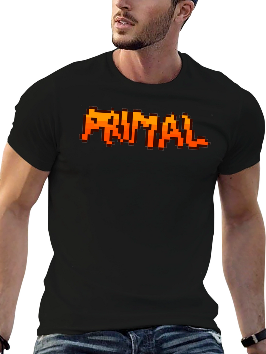 Primal Pixel T-Shirt - Retro Gaming Style