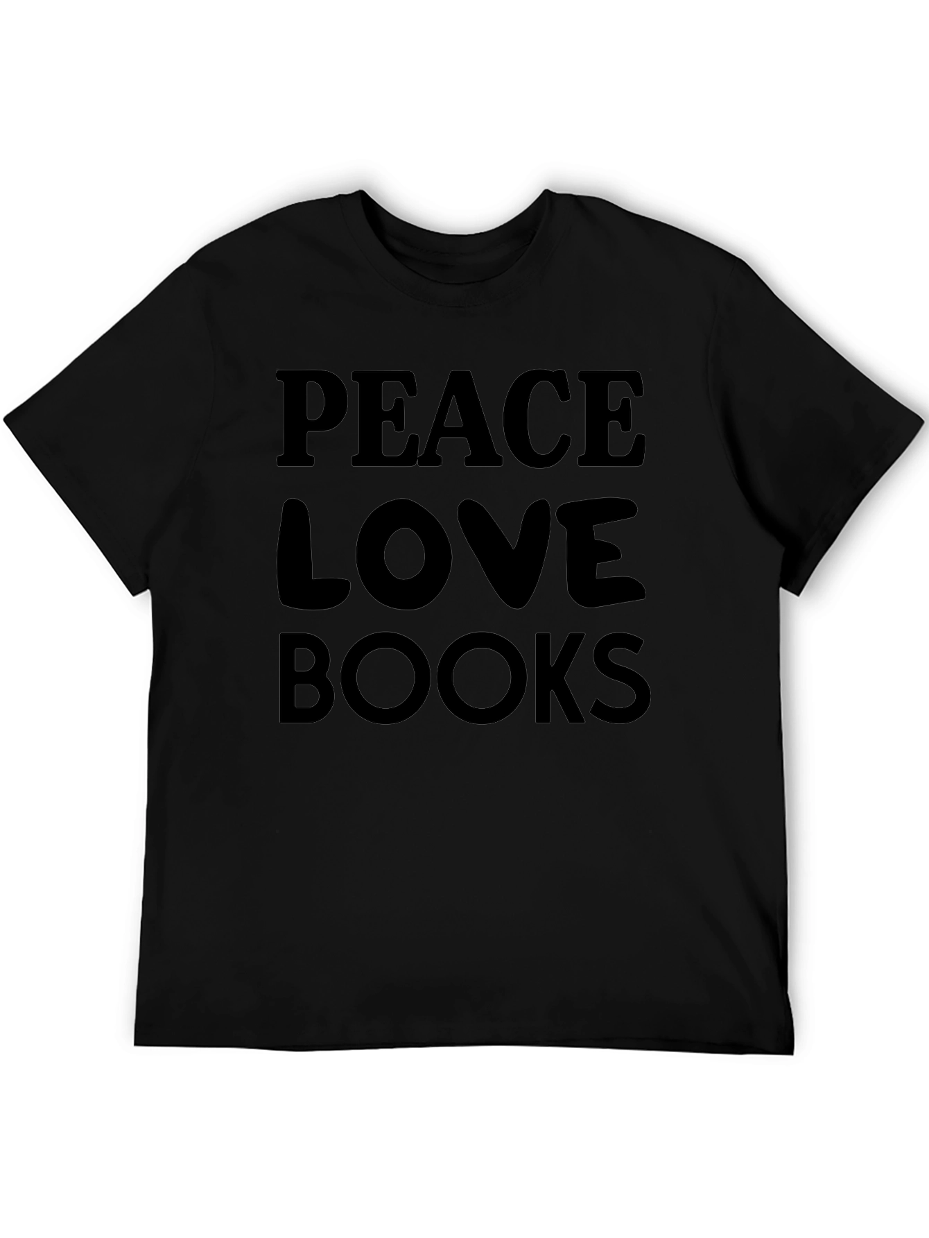 Peace Love Books Black T-Shirt