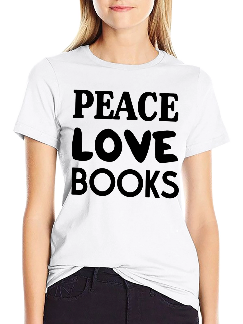 Peace Love Books Black T-Shirt