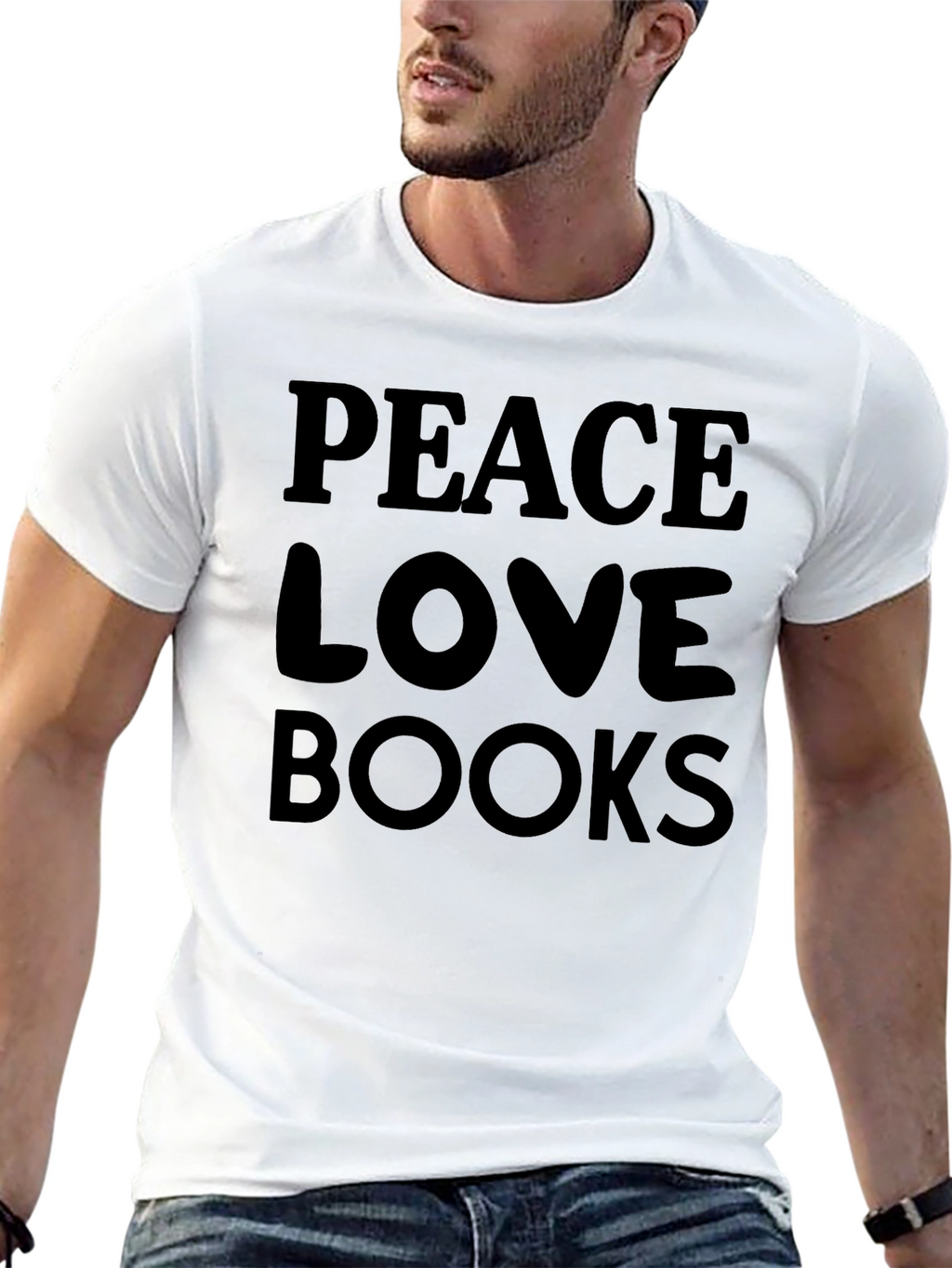 Peace Love Books Black T-Shirt