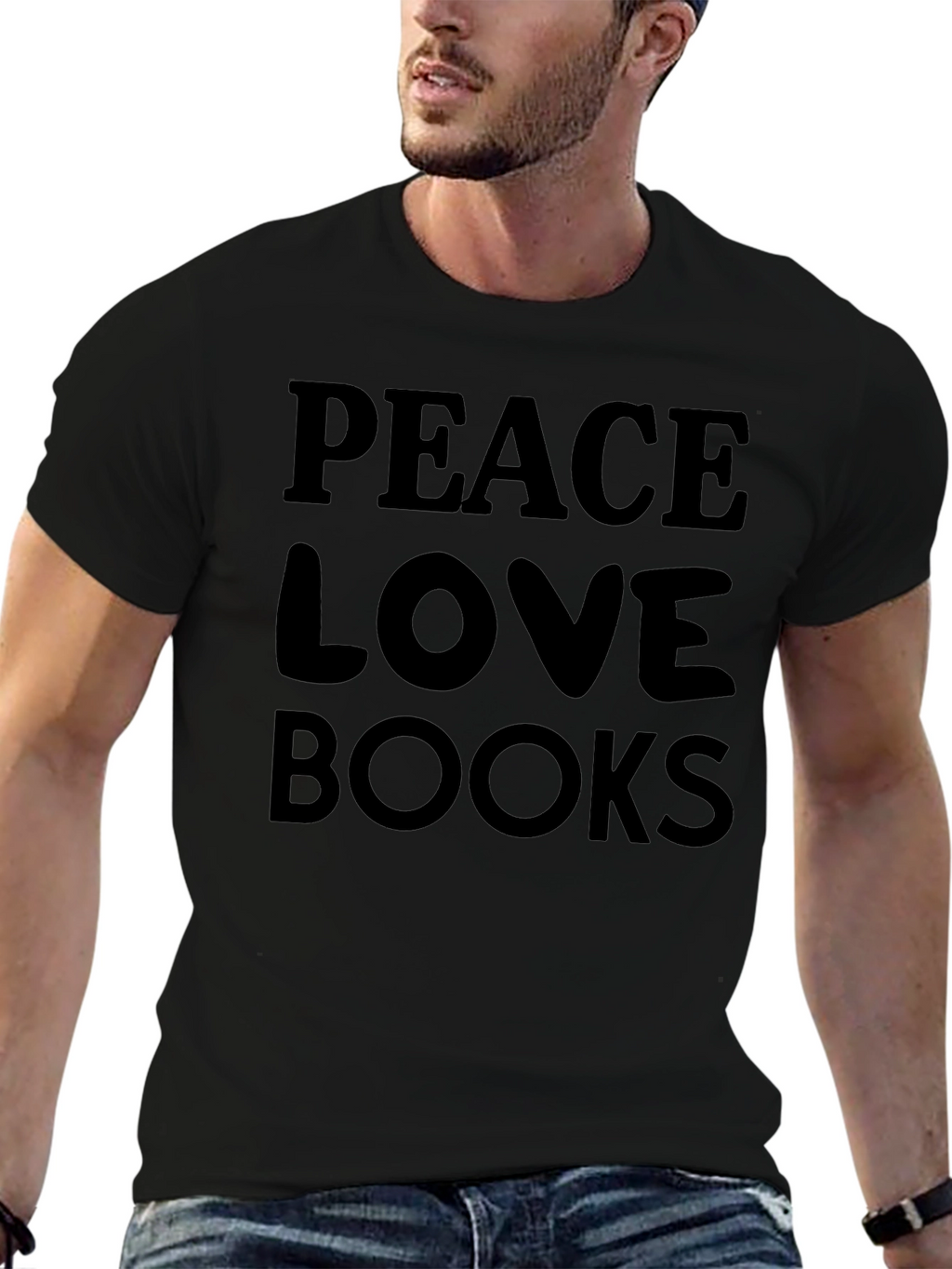 Peace Love Books Black T-Shirt