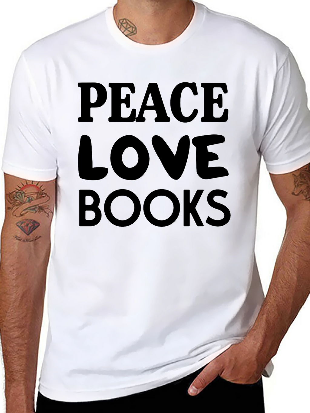 Peace Love Books Black T-Shirt