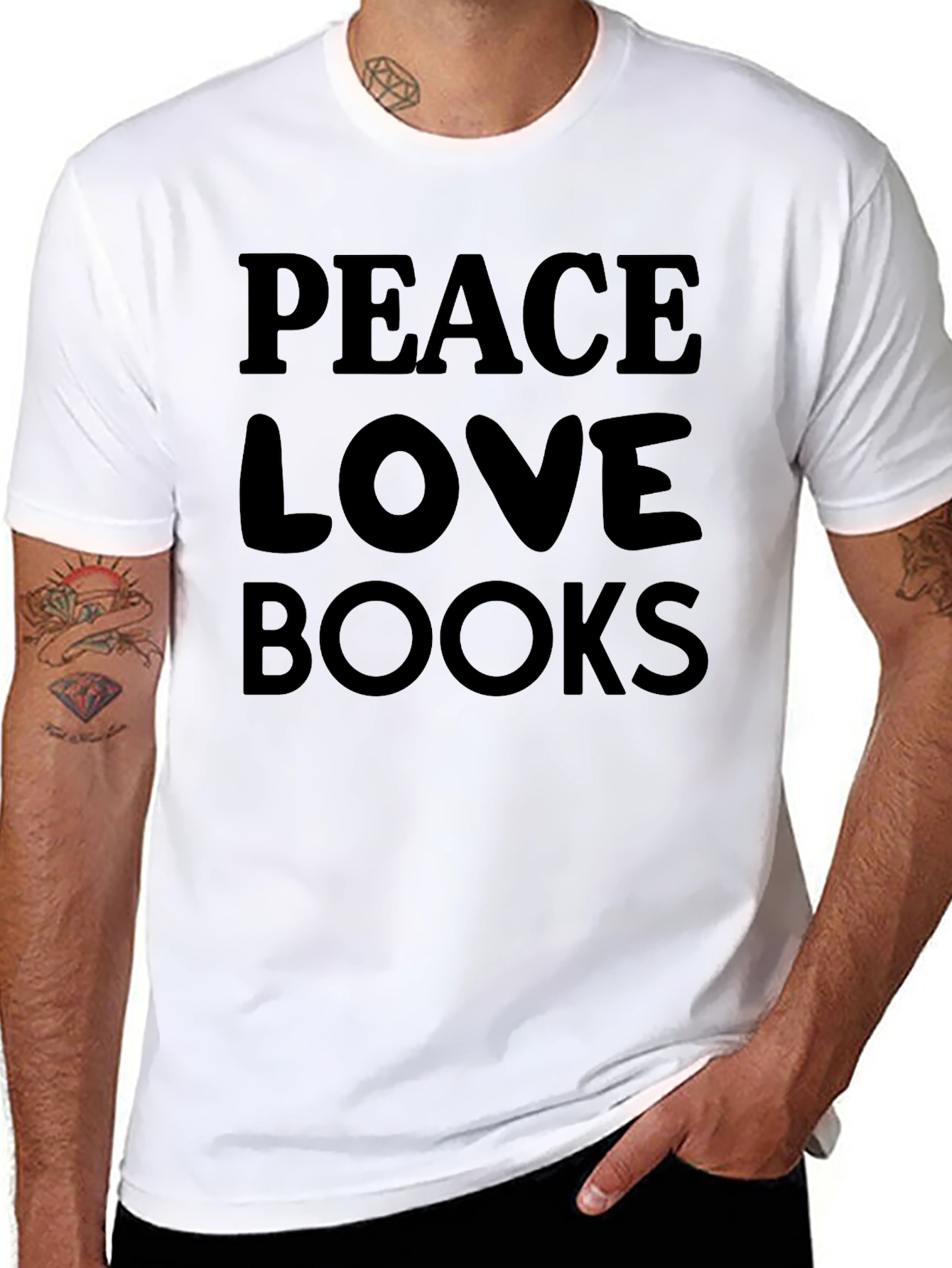 Peace Love Books Black T-Shirt