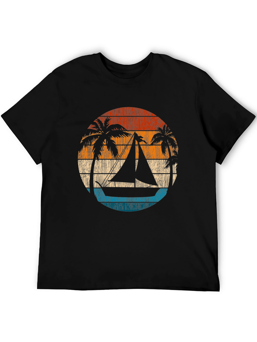 Retro Sunset Sailboat Graphic T-Shirt