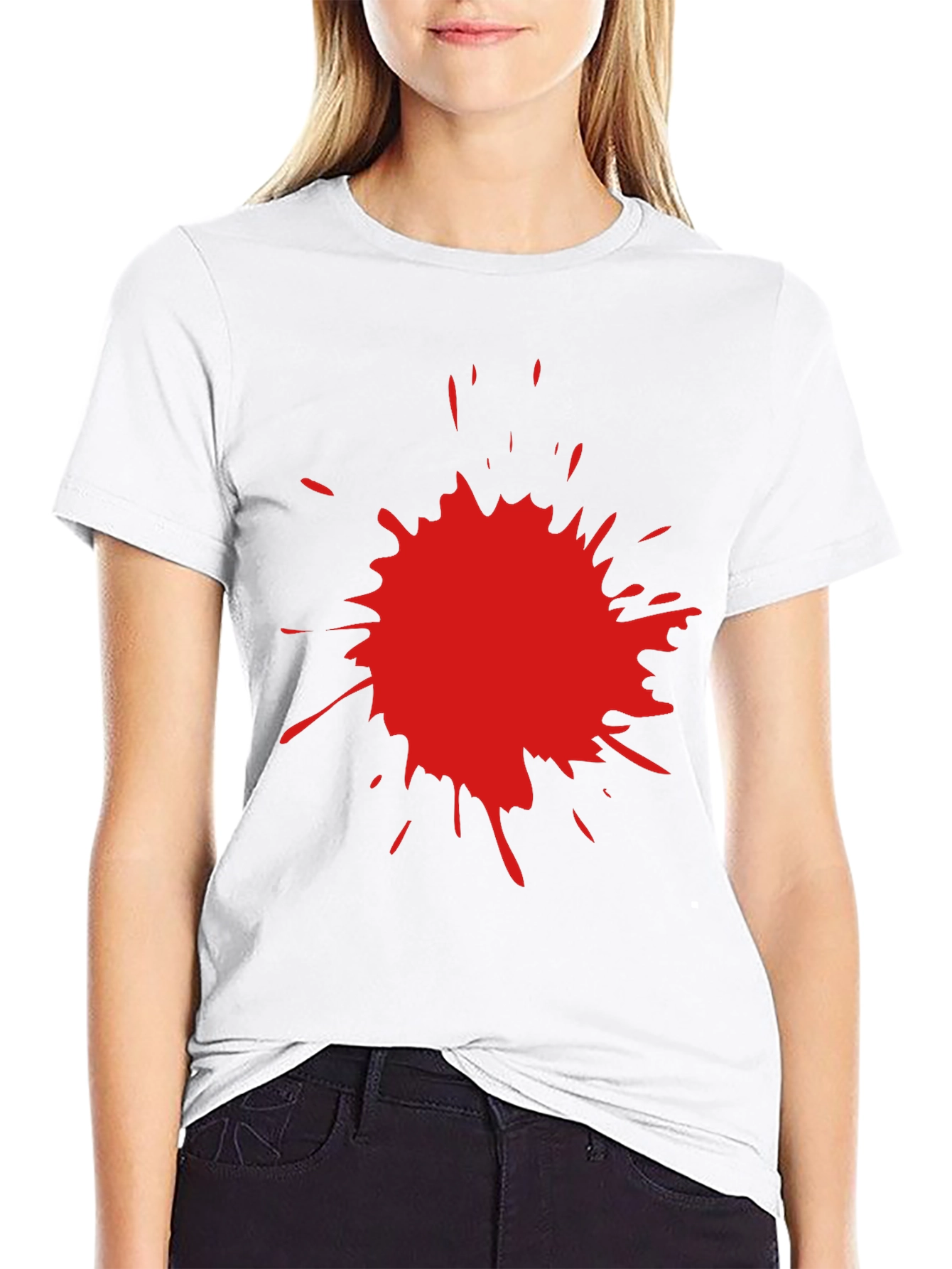 Black T-Shirt with Red Splatter Graphic