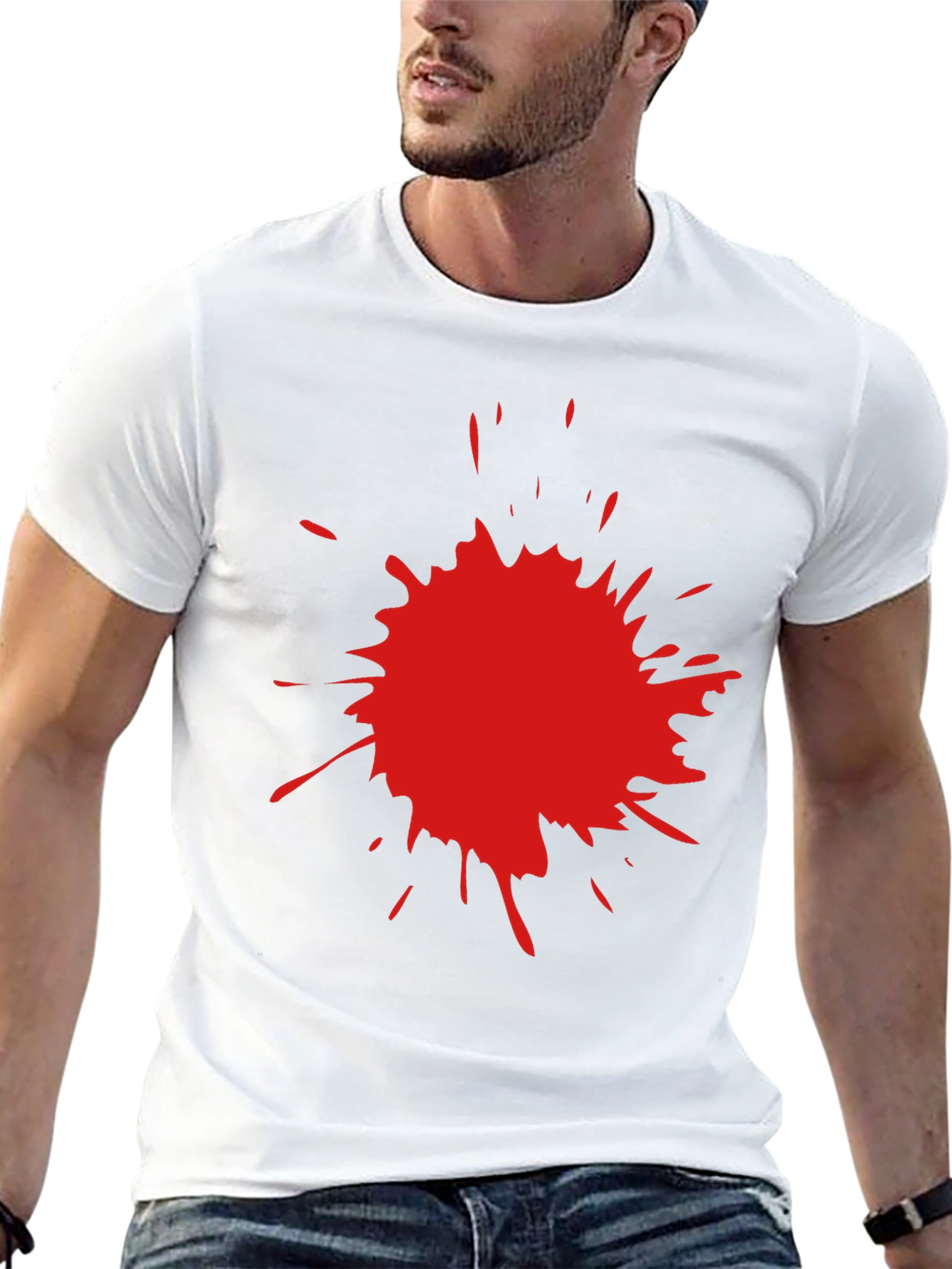 Black T-Shirt with Red Splatter Graphic