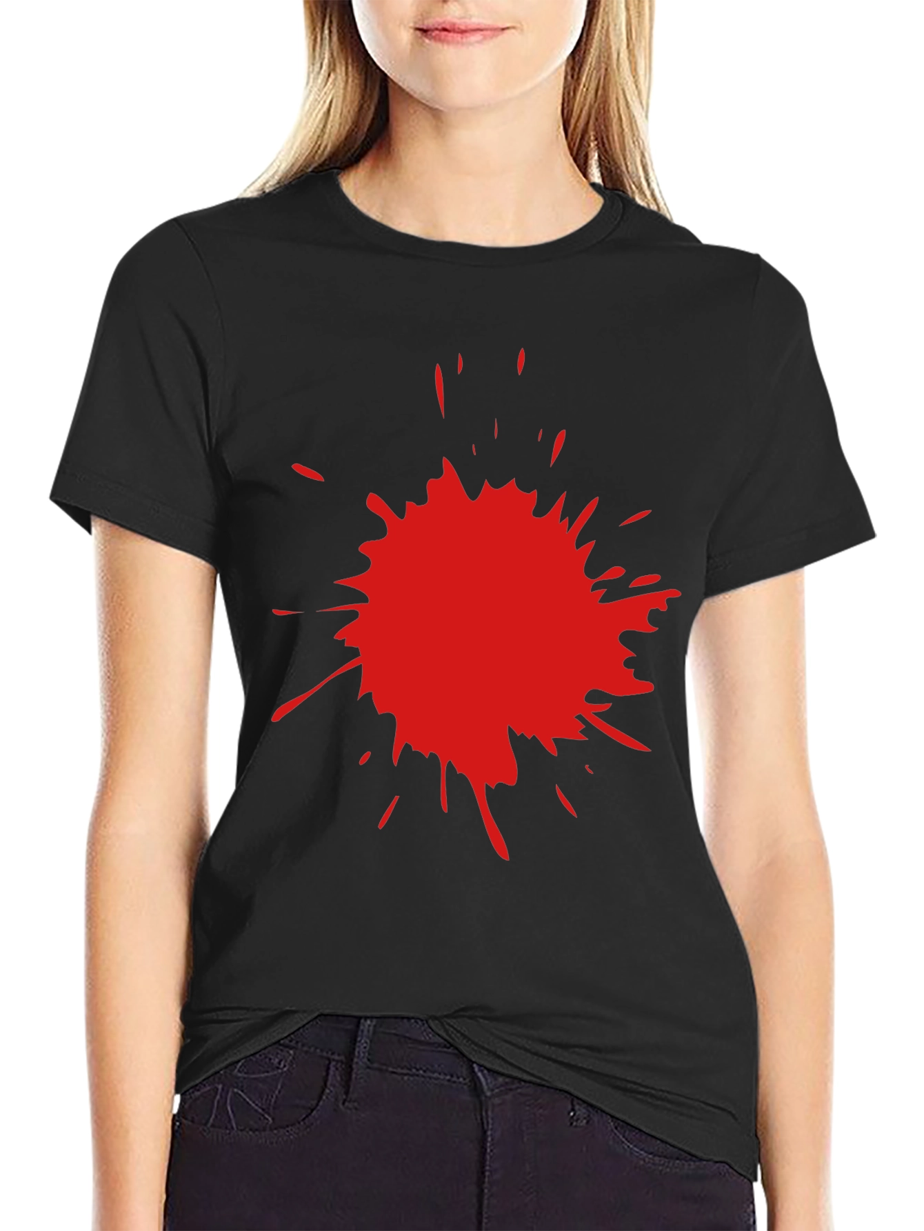 Black T-Shirt with Red Splatter Graphic