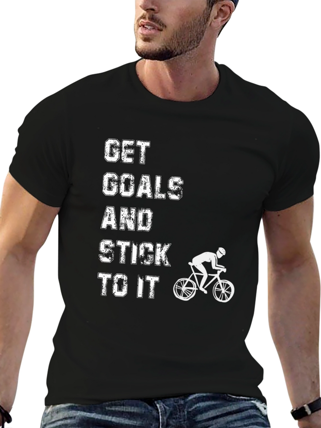 Motivational Cycling T-Shirt: Get Goals and Stick To It