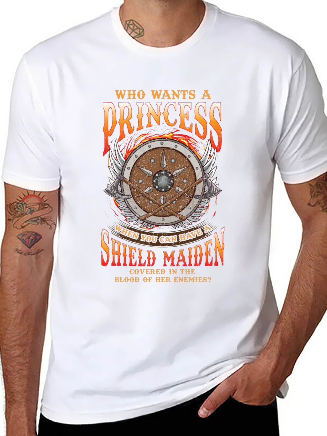 Shield Maiden Graphic Tee - Warrior Princess Design