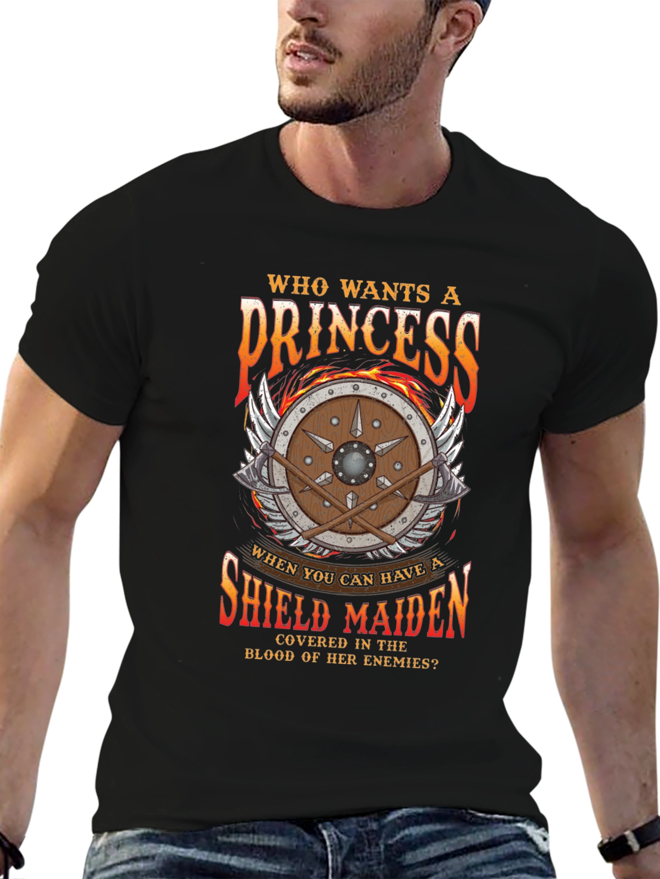 Shield Maiden Graphic Tee - Warrior Princess Design