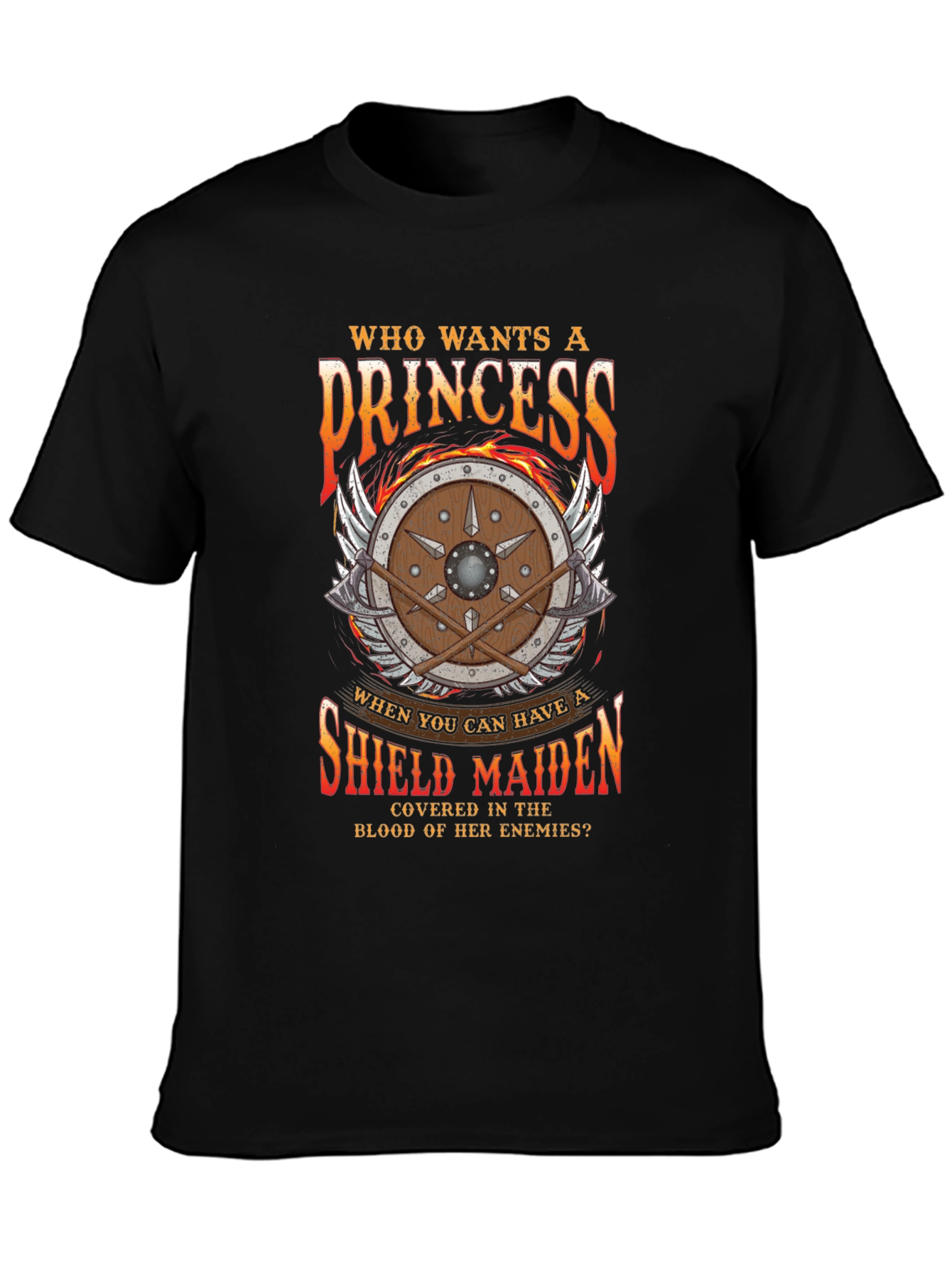 Shield Maiden Graphic Tee - Warrior Princess Design