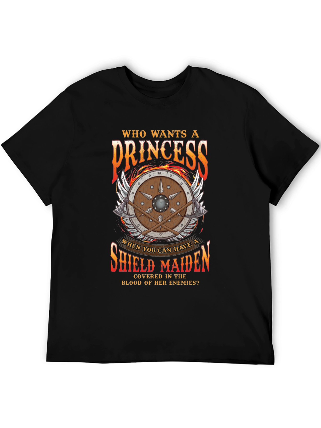 Shield Maiden Graphic Tee - Warrior Princess Design