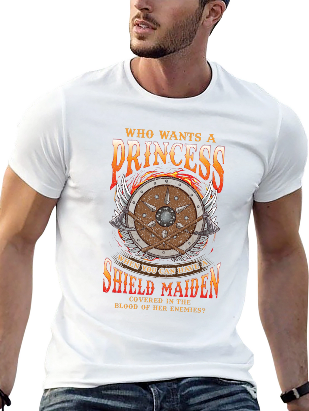 Shield Maiden Graphic Tee - Warrior Princess Design