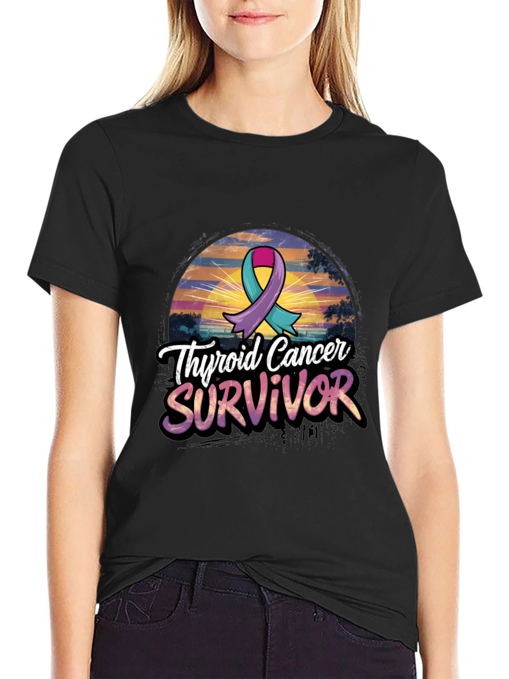 Thyroid Cancer Survivor Ribbon Graphic Tee